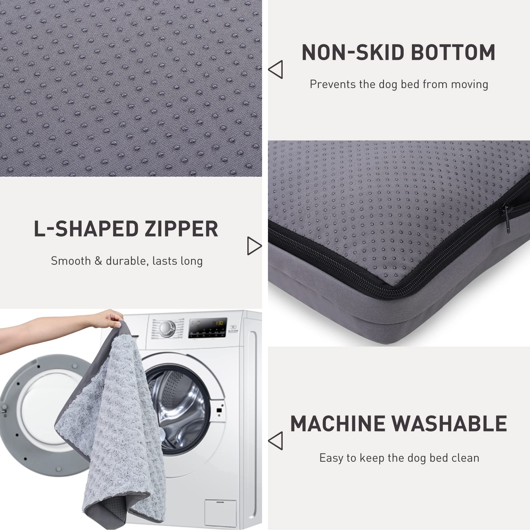 Dog Crate Bed Waterproof For Medium Dogs - Rose Velvet Soft Fluffy Washable With Removable Cover & Anti-Slip Bottom, 29 X 18 Inc