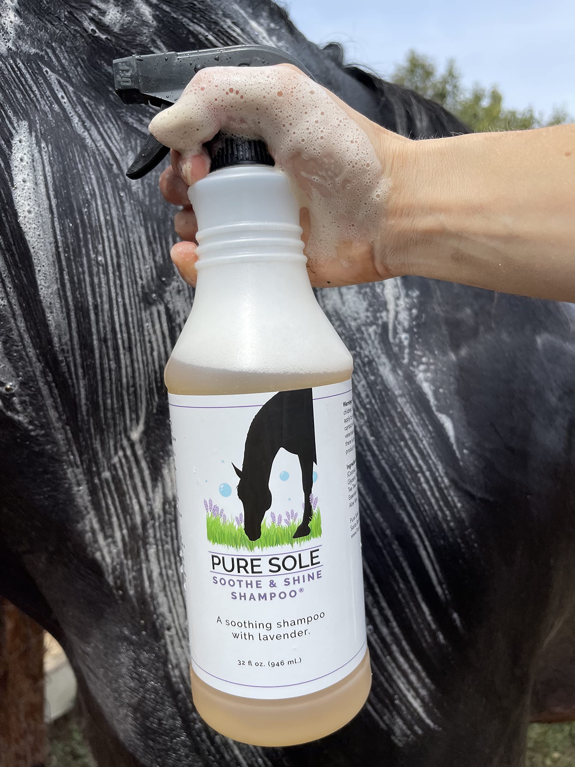 Horse Shampoo - Pure Sole Soothe & Shine Shampoo - Deep Cleaning Moisturizing Shampoo For Body, Mane And Tail - Hydrates Skin An