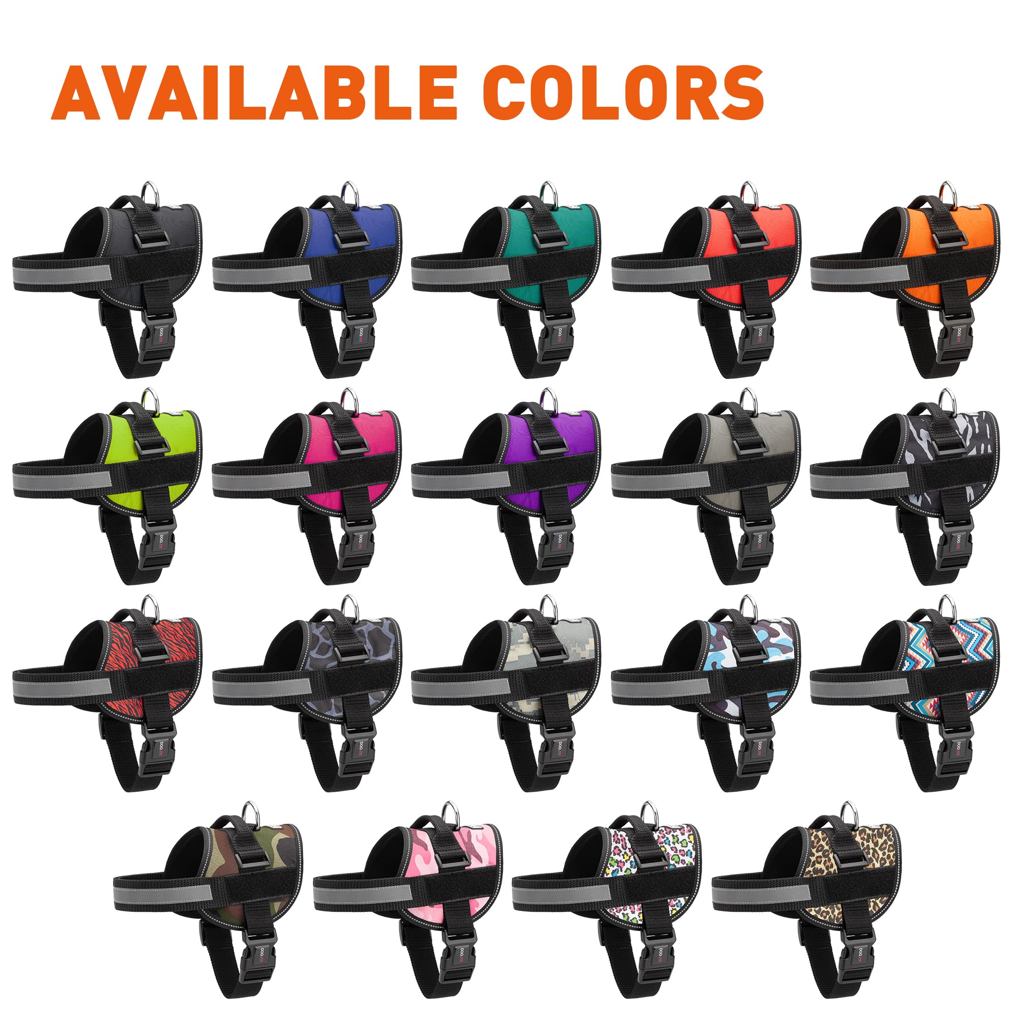 Dog Harness, Reflective No-Pull Adjustable Vest With Handle For Walking, Training, Service Breathable No - Choke Harness For Small, Medium Or Large Dogs Room For Patches Girth 15 To 19 In Black