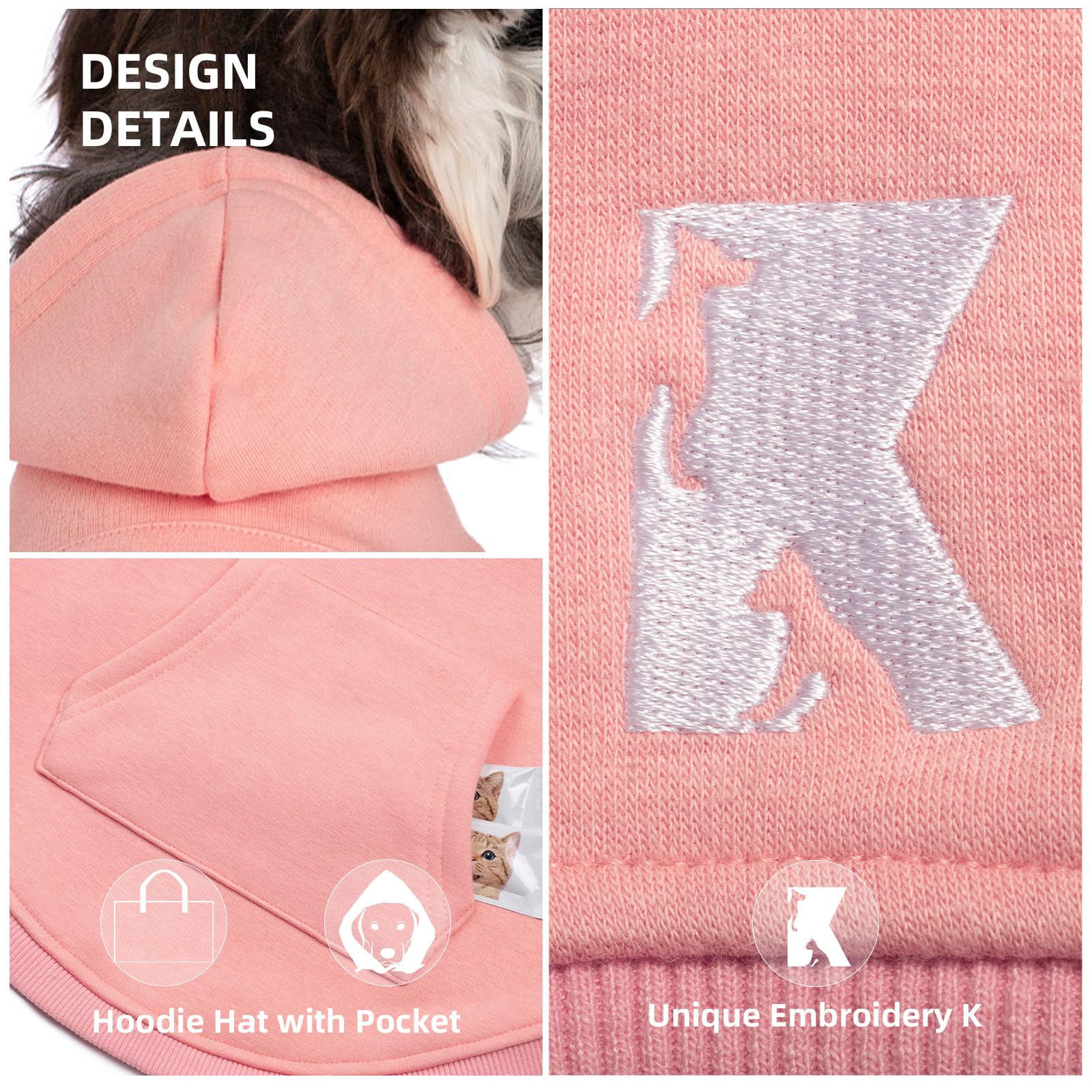 Koneseve Dog Hoodie - Fleece Warm Sweater With Pocket, Soft Clothes For Daily Wear, Basic Hooded Sweatshirts, Winter Coat Clothi