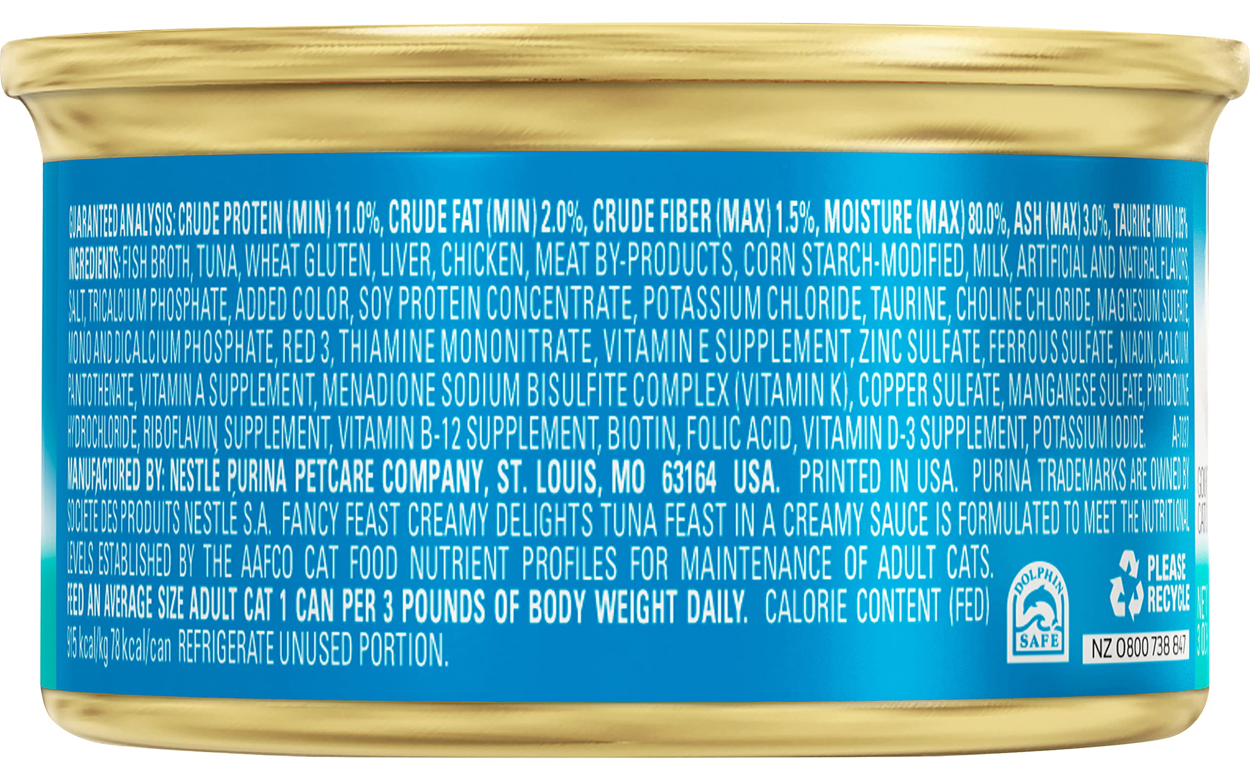 Fancy Feast Purina Creamy Delight Tuna Feast with a Touch of Real Milk in a Creamy Sauce 3 Ounce Cans (Pack of 12)
