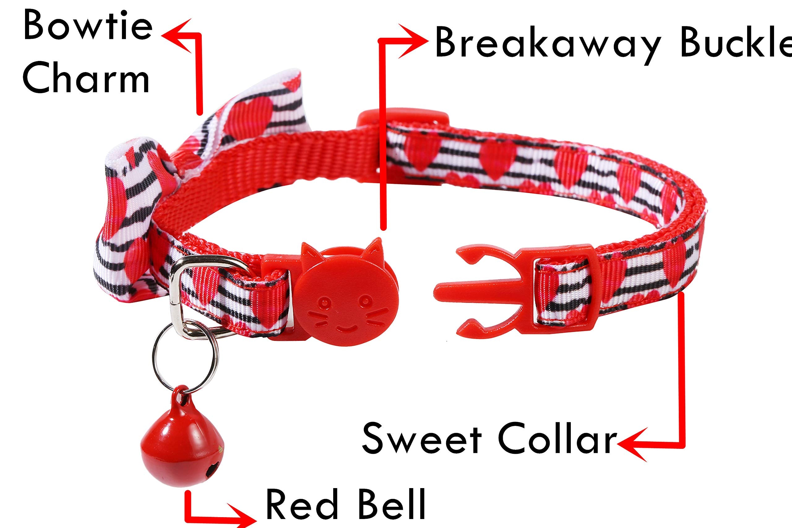 Boombone 2 Pack Valentines Cat Collar,Puppy Collar With Bell