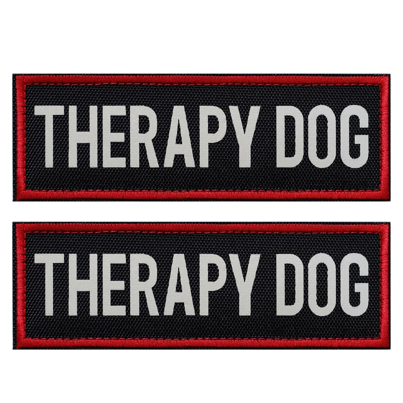 FITZNORA 2 Pcs Reflective Therapy Dog Patch Set with Hook and Loop Fastener, Embroidered Border with Printed Letters Patch for D