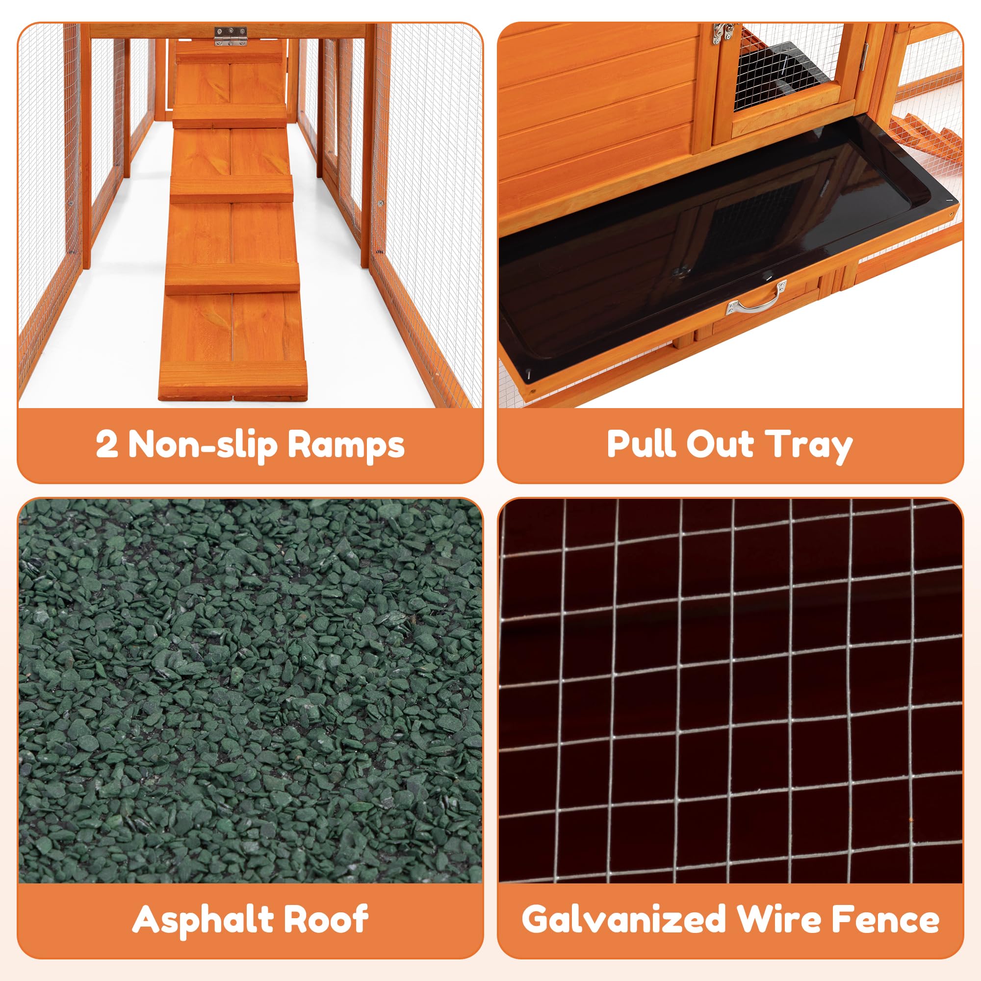 Outdoor Rabbit Hutch, 94'' L X 19'' W X 31'' H Extra Large Bunny Hutch By Coziwow, Wooden Rabbit Cage Indoor For Small Animals W