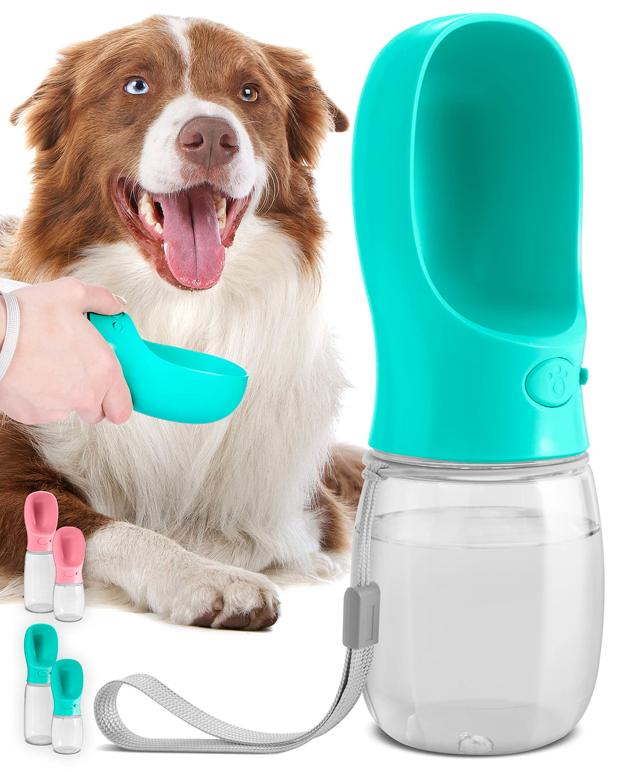 MalsiPree Dog Water Bottle, Lightweight, Leak Proof Portable Travel Dog Water Dispenser - Perfect Puppy Drinking Bowl On The Go 
