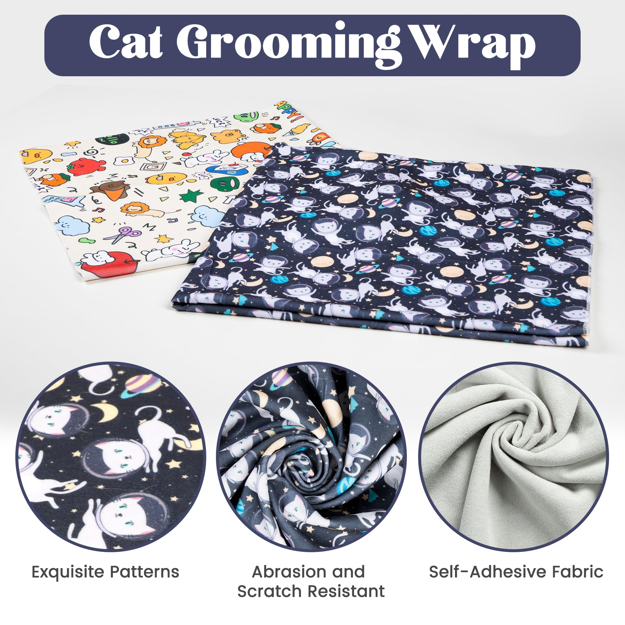 Poochies Sprouts 21.7'' Cat Wrap For Cutting Nails, Cat Restraint For Nail Clipping, Cat Swaddle Wrap For Adult Cats, Cat Burrit