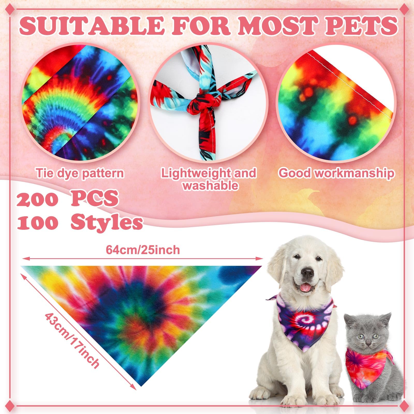 Huhumy 150 Pcs Dog Bandanas Bulk Pet Bibs Colorful Triangle Scarf Pet Bandanas For Medium Large Dogs Spring Summer Birthday Cost