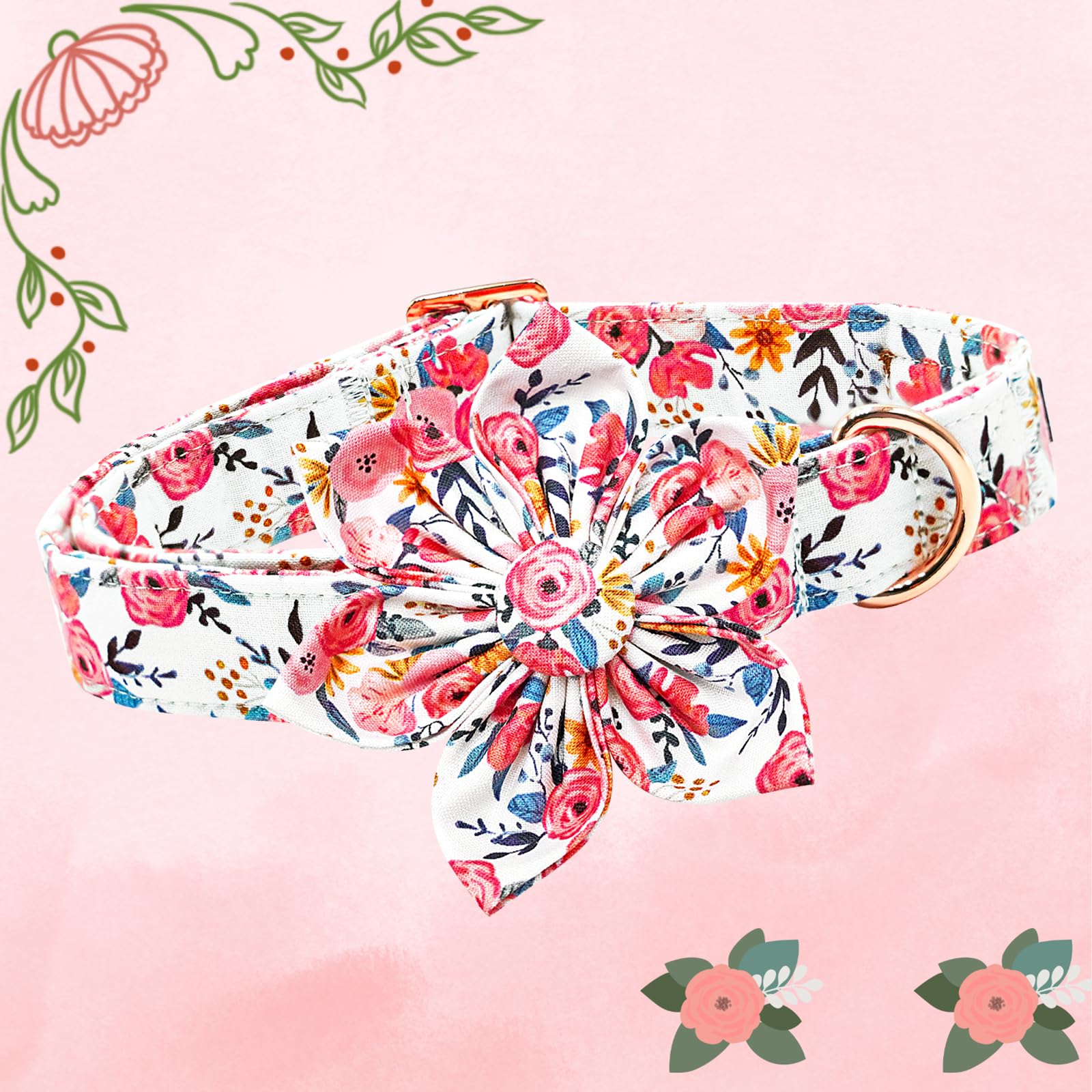 Lionheart Glory Floral Dog Collar - Soft, Durable & Adjustable for Large Dogs