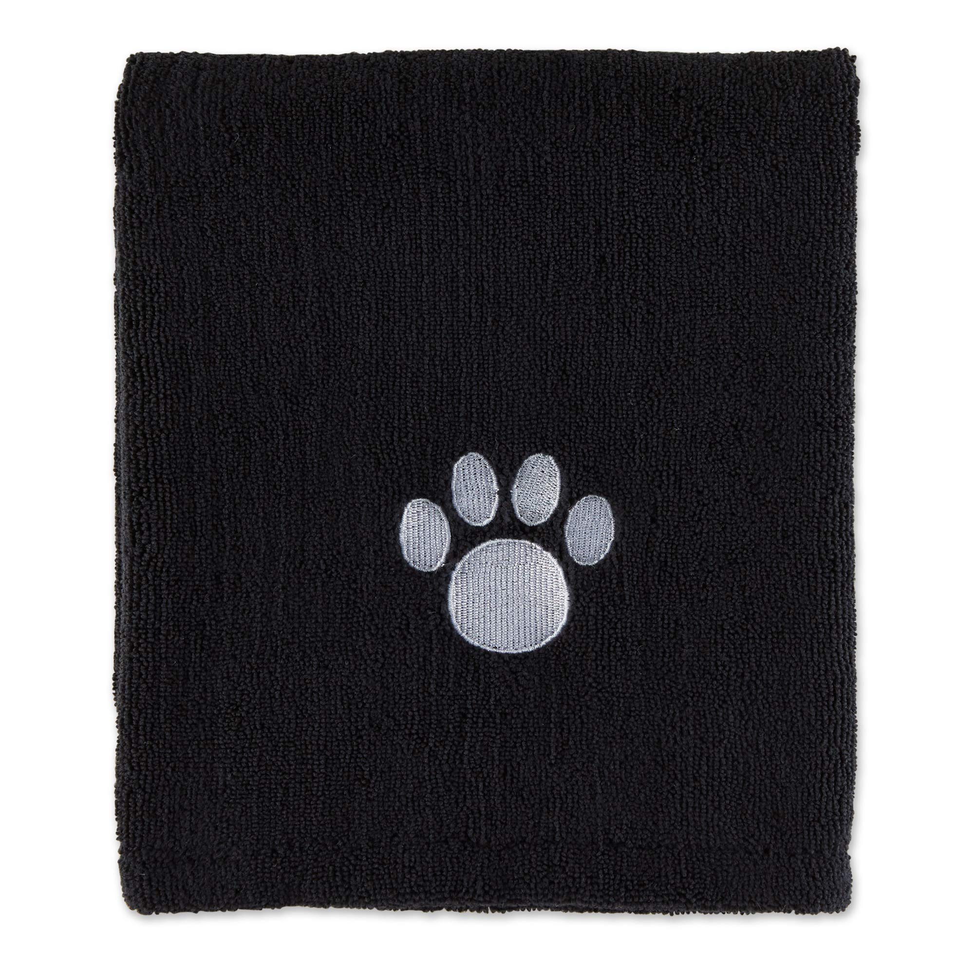 Bone Dry Pet Grooming Towel Collection Absorbent Microfiber X-Large, 41X23.5', Embroidered Black