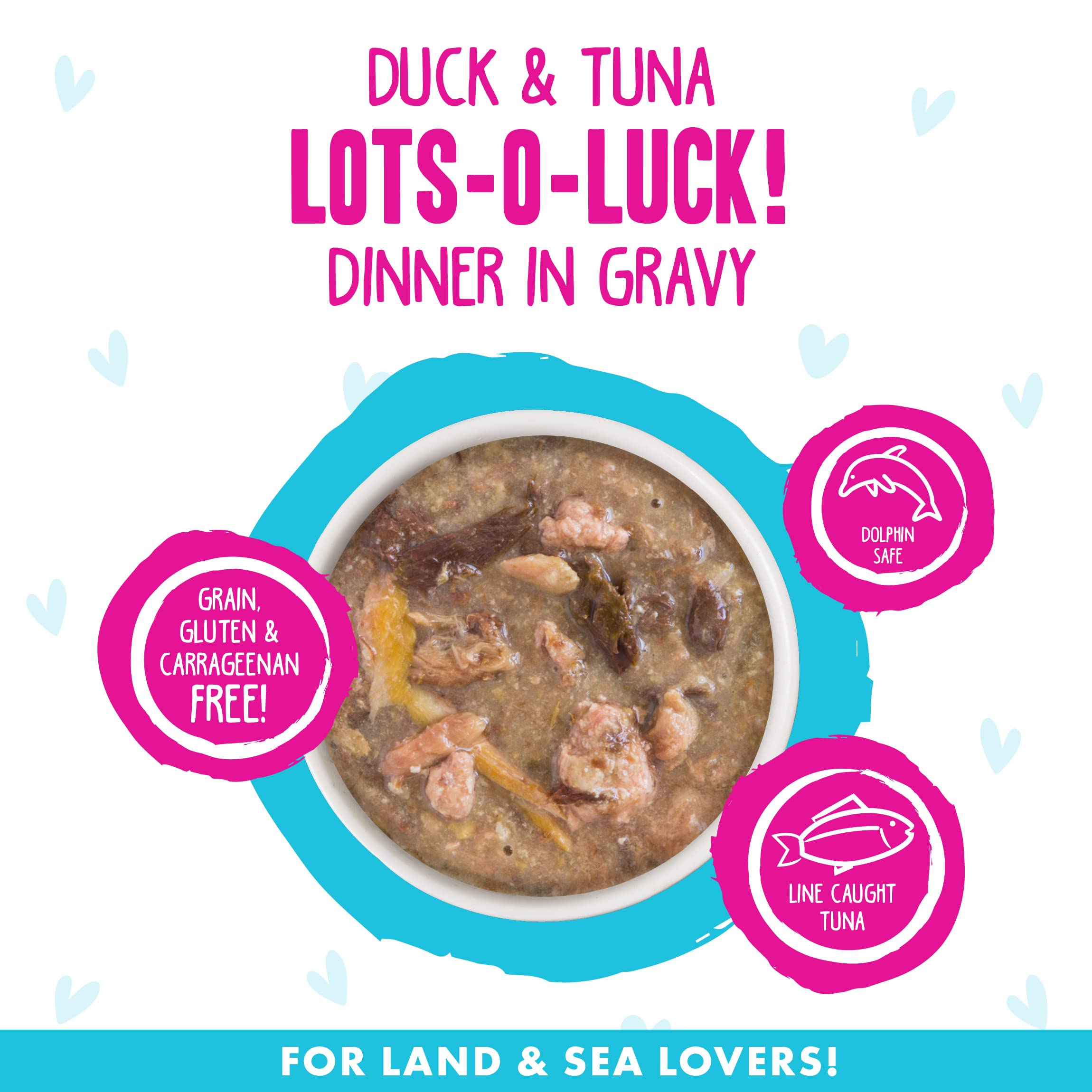 Weruva B.F.F. OMG - Best Feline Friend Oh My Gravy!, Lots-O-Luck! with Duck & Tuna in Gravy Cat Food, 2.8oz Can (Pack of 12)