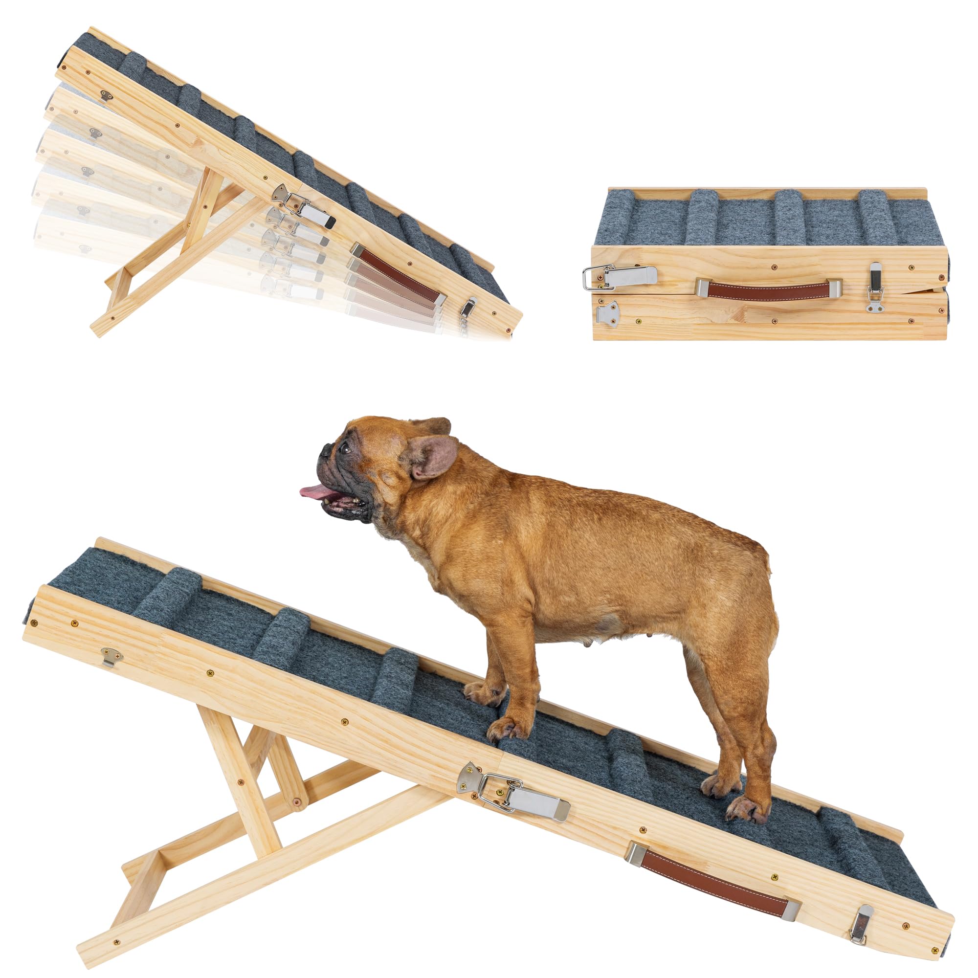 Clikuutory 2025 Upgraded Dog Ramp for Couch, 39.4 Foldable Small Dog Ramp for Bed, 4 Adjustable Height from 13 to 22, Portable S