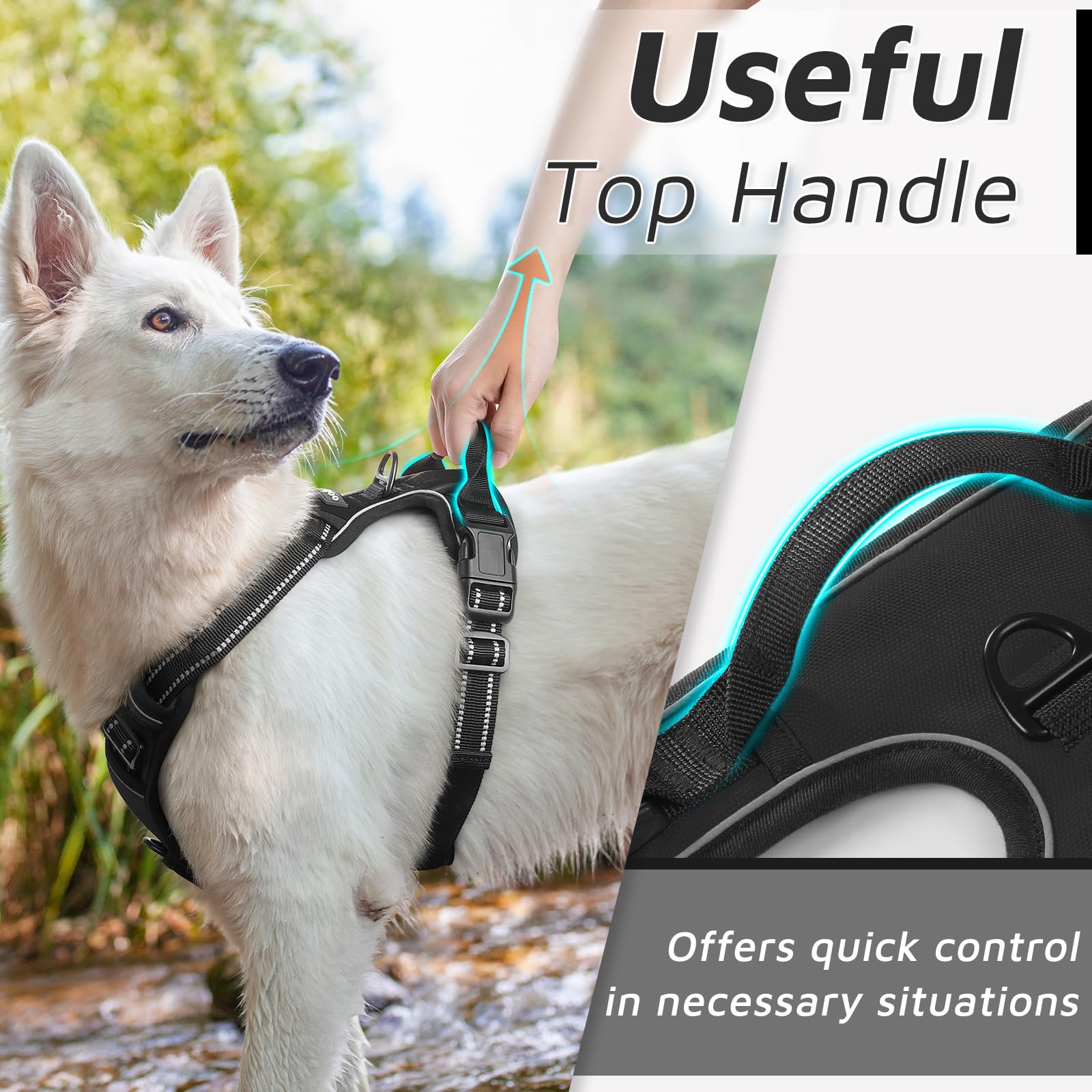 Eagloo Dog Harness Small Sized Dog, No Pull Service Vest With Reflective Strips And Control Handle, Adjustable And Comfortable F