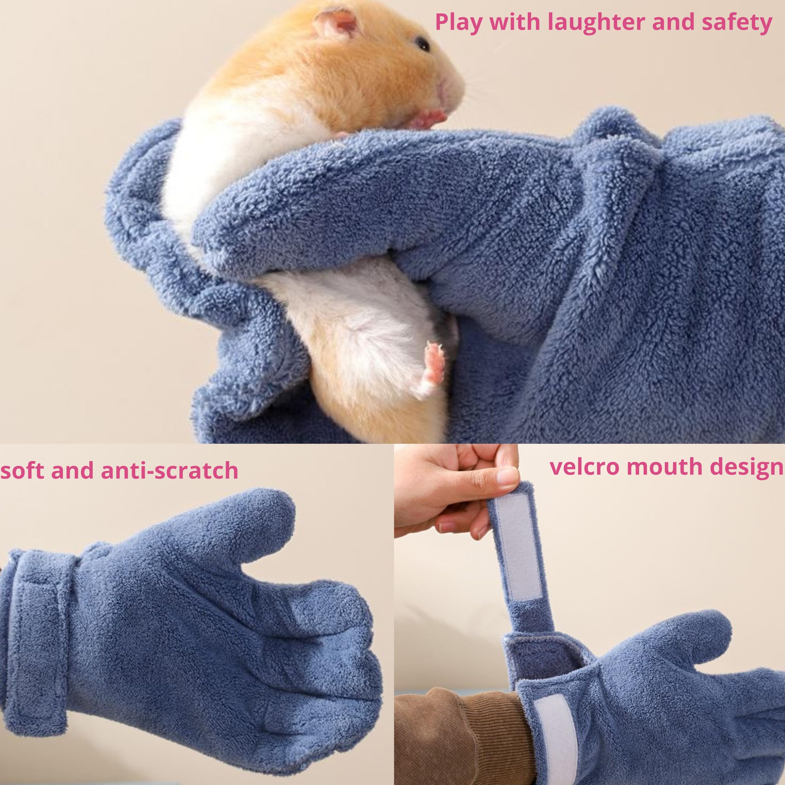 Hamster Calming Bite Proof Glove And Grooming Brush Set, Brush For Hamster Cage, Hamsters Gloves, Calming Glove And Brush For Fe