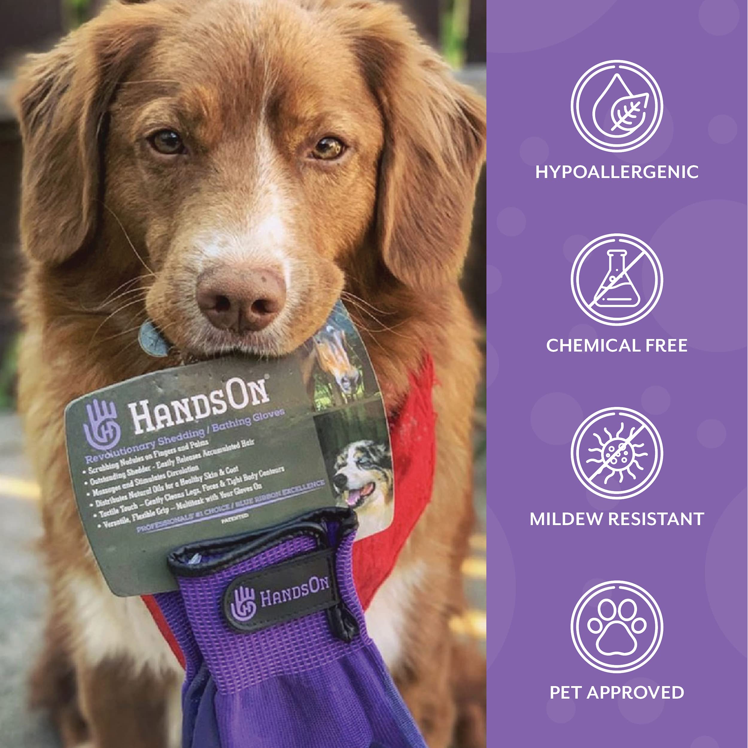 H Handson Pet Grooming Gloves - Patented #1 Ranked, Award Winning Shedding, Bathing, & Hair Remover Gloves - Gentle Brush For Cats, Dogs, And Horses (Black, Junior)