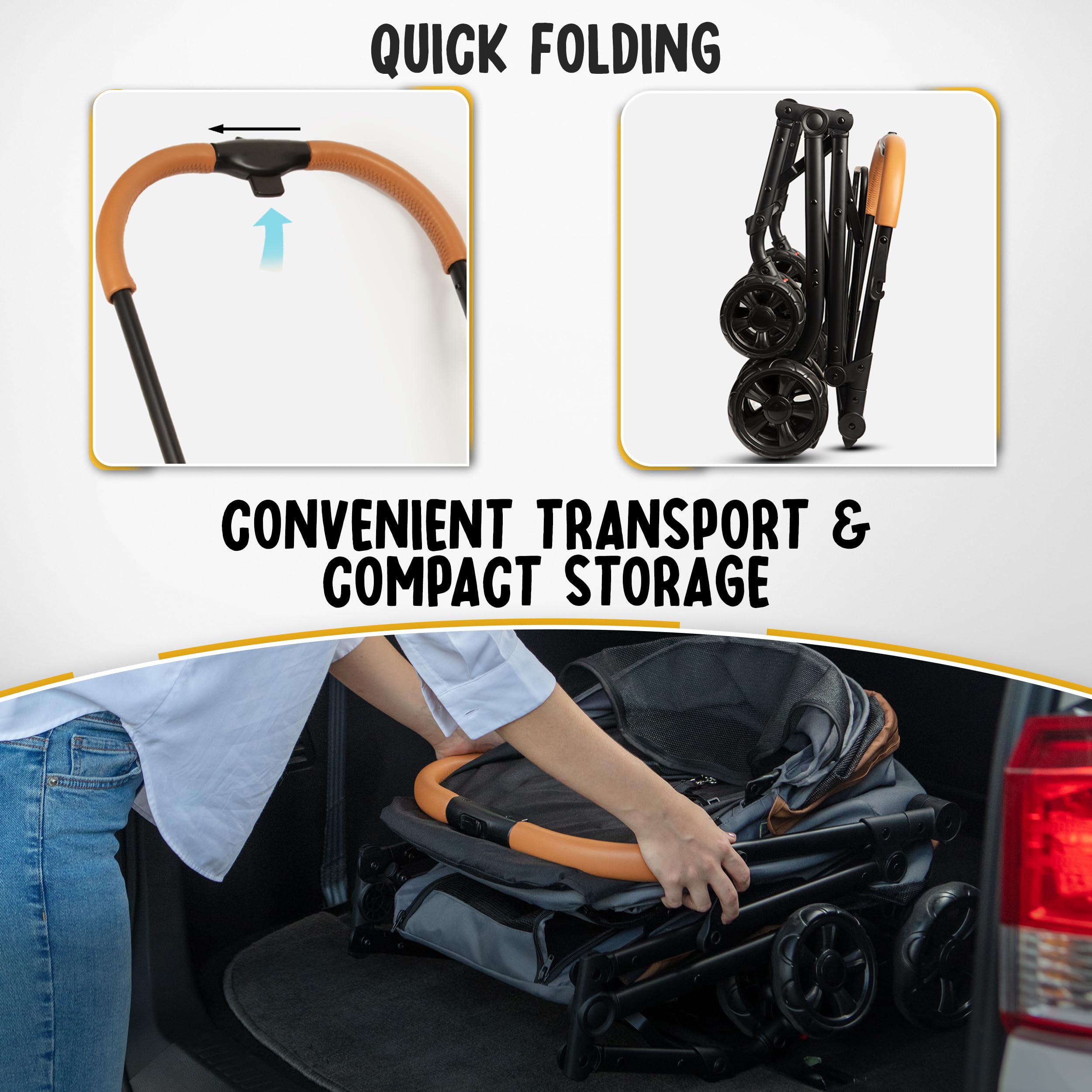 Double Pet Stroller With Detachable Carriers - Ideal For 2 Dogs Or Cats - Compact & Convenient Design - Easy Assembly Double Dog