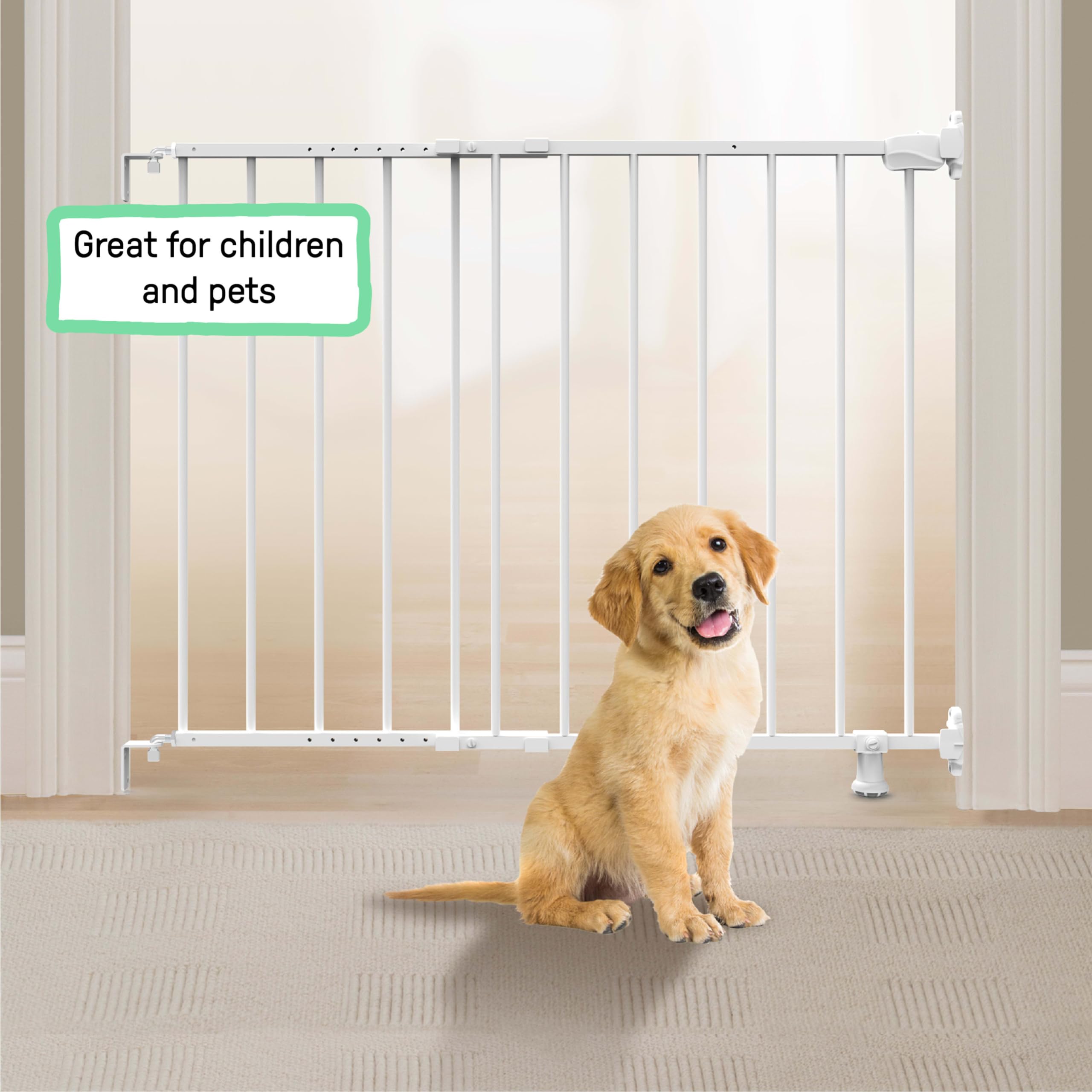Ingenuity The Stairway 42W Series Safety Pet and Baby Gate, 28-42 Wide, 28 Tall, for Stairway or Hallways - White Metal