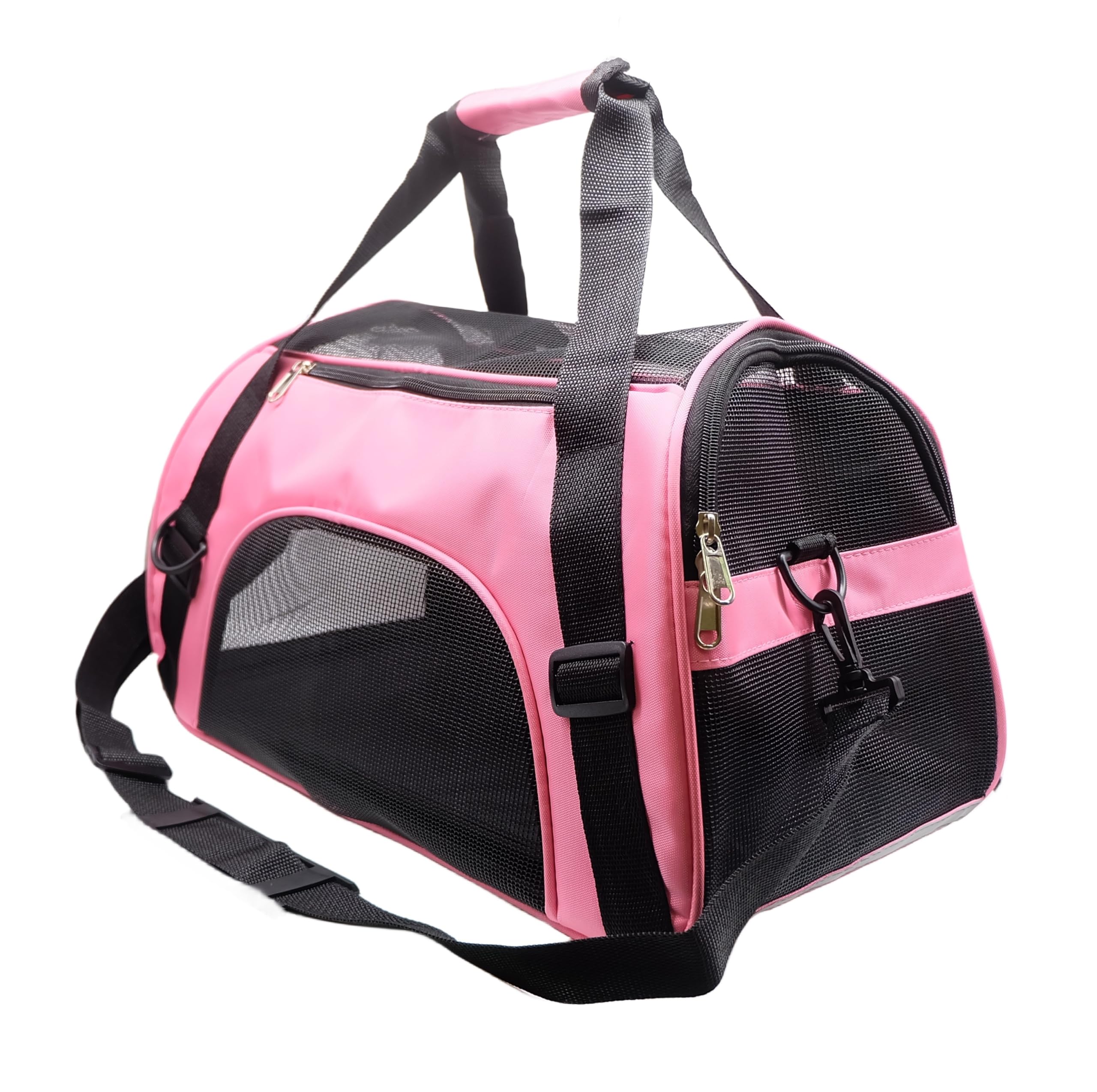 Zanesun Cat Carrier,Soft-Sided Pet Travel Carrier For Cats,Dogs Puppy Comfort Portable Foldable Pet Bag Airline Approved (Medium-Lightpink)