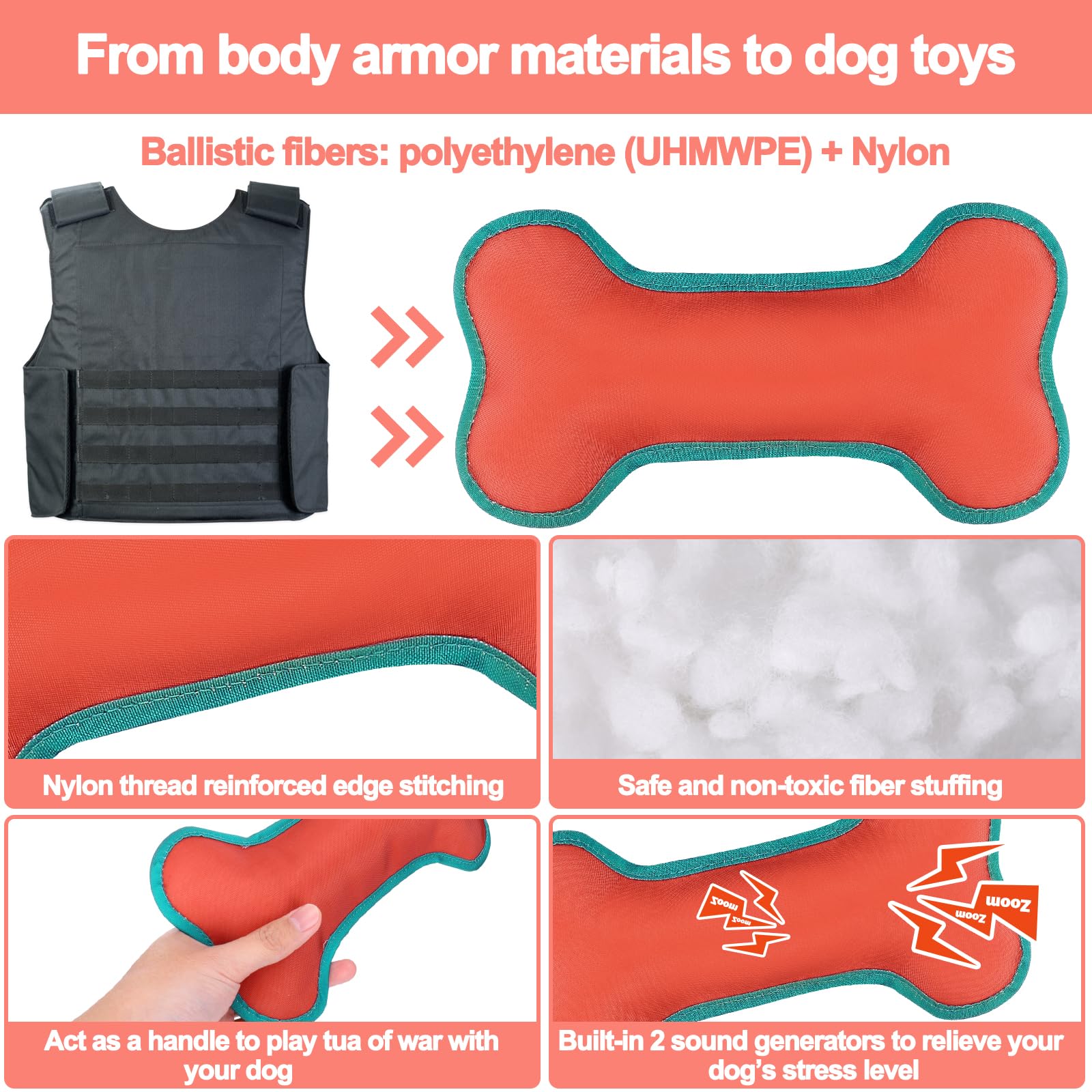 Bsresin Indestructible Dog Toy, Dog Bone Chew Toys For Aggressive Chewers, Tough Dog Chew Toys For All Breed Sizes To Keep Them