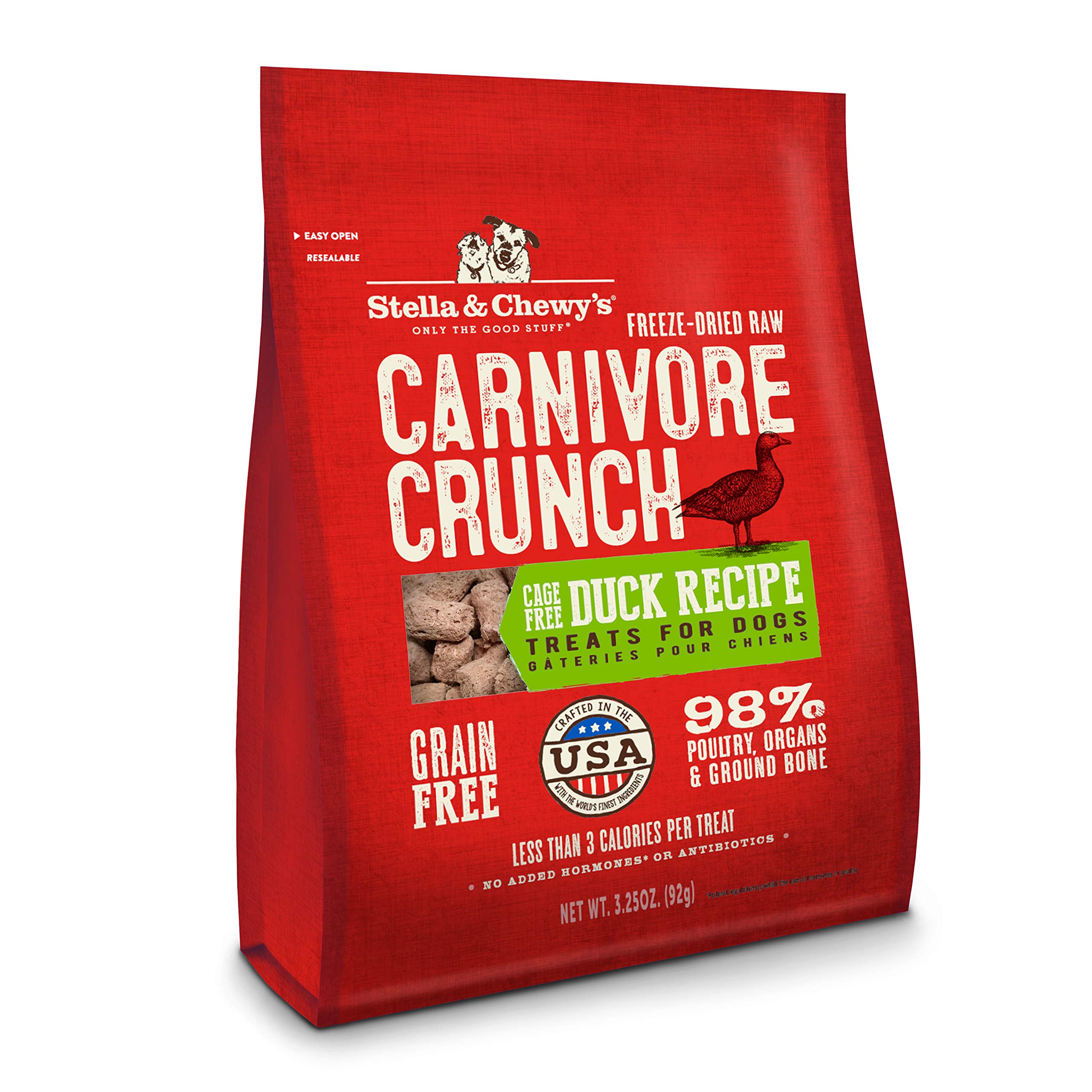 Stella & Chewys Freeze-Dried Raw Carnivore Crunch Cage-Free Duck Recipe Dog Treats - 3.25 oz. Bag