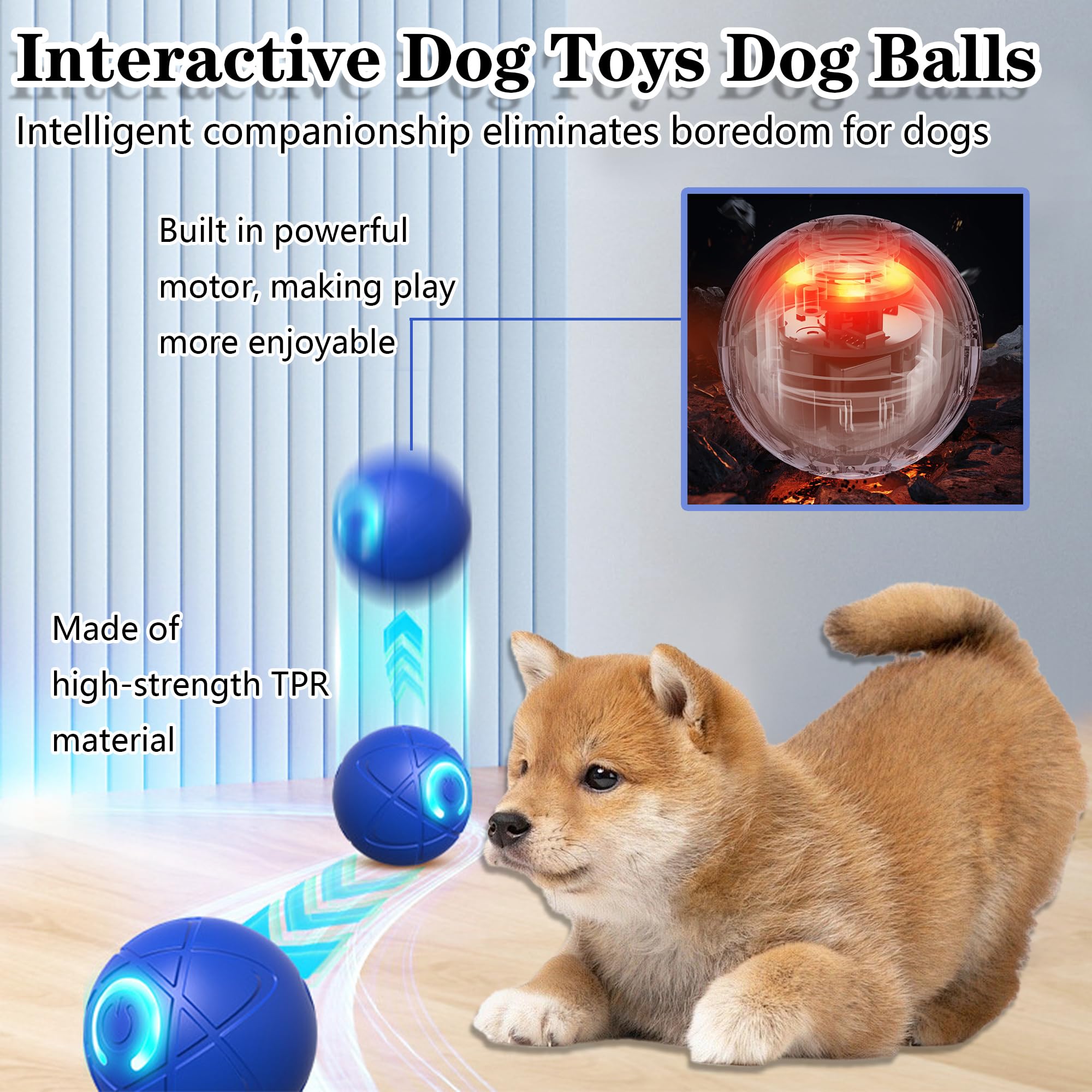 Interactive Dog Toys Dog Balls Activated Automatic Rolling Ball for Puppy Small Medium Dogs Smart Jumping Automatic Moving Bounc