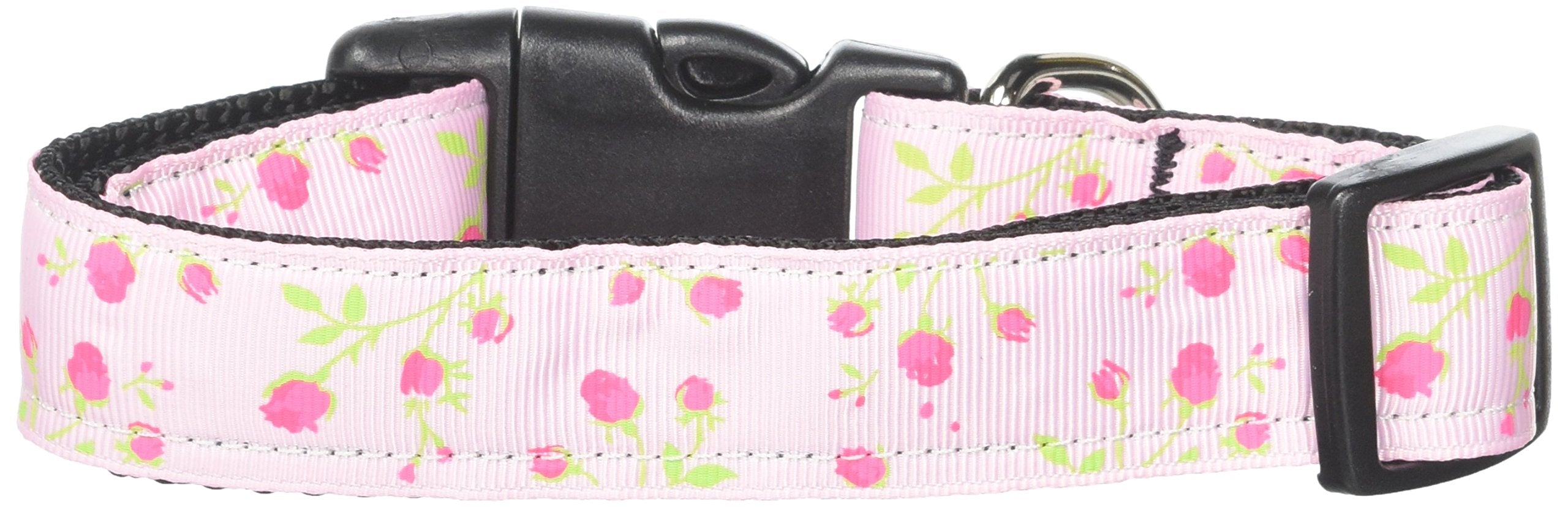 Mirage Pet Products Roses Nylon Ribbon Collar for Pets, Medium, Light Pink