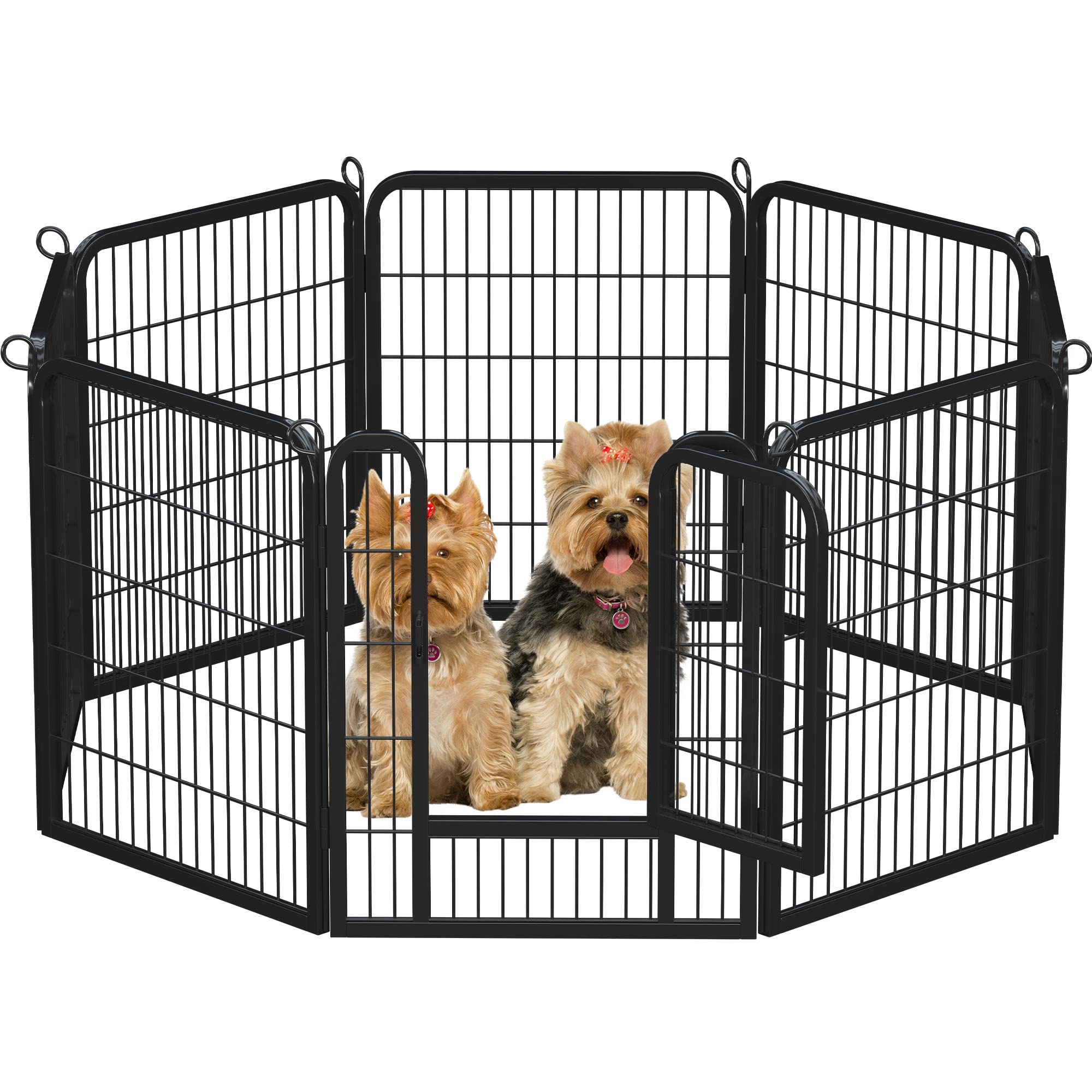 Topeakmart Foldable 8 Panels Dog Playpen Metal Pet Playpen Dog Exercise Pen Barrier With Door Portable Duck Chicken Puppy Fence 