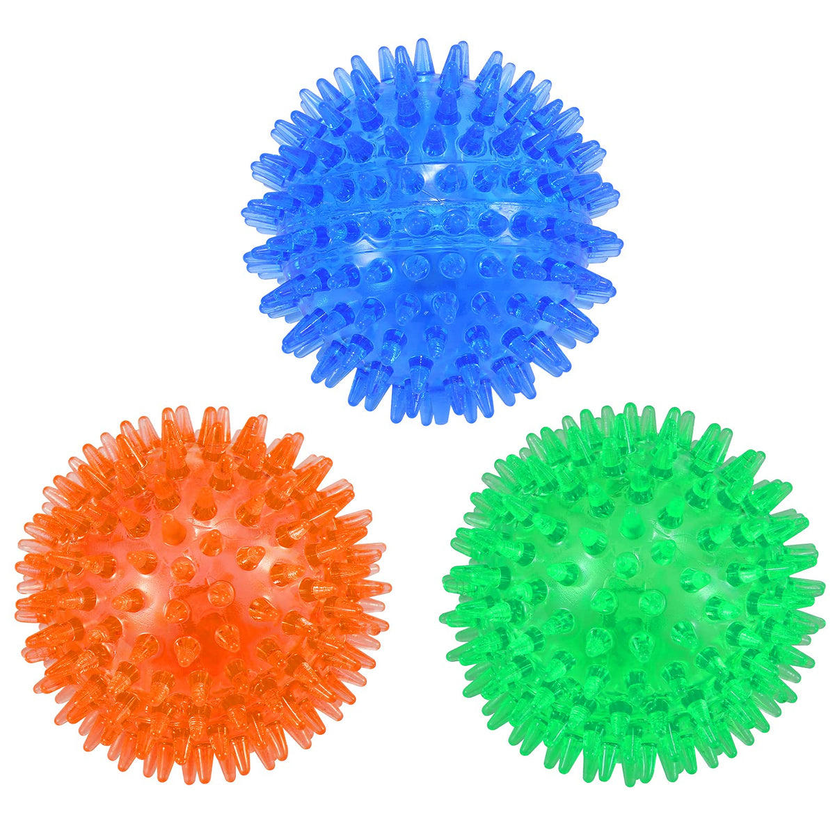 Petizer 3-Pack 3.5 Inch Squeaky Dog Toy Balls, Floating Dog Pool Balls, Dog Spiky Balls, Interactive Fetch Toys For Puppy, Dog Chew Toys For Boredom, For Small Medium And Large Dogs