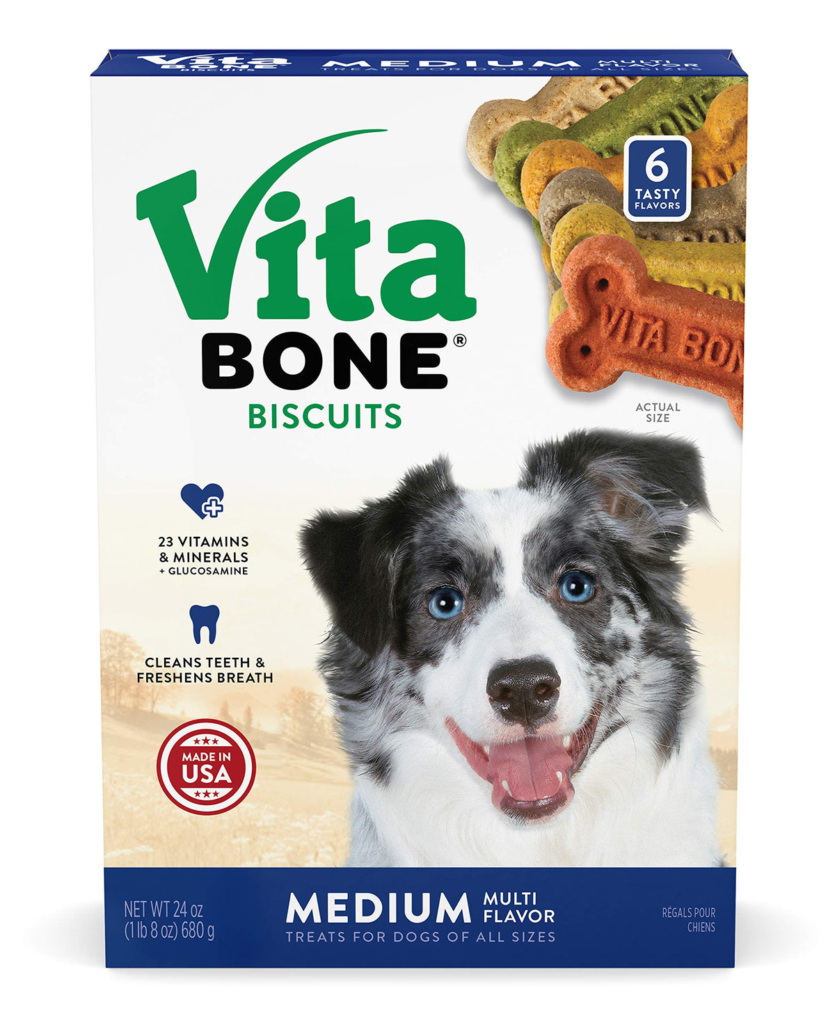 Vita Bone Multi Flavor Dog Biscuit Treats, Medium, 24 Ounce Box