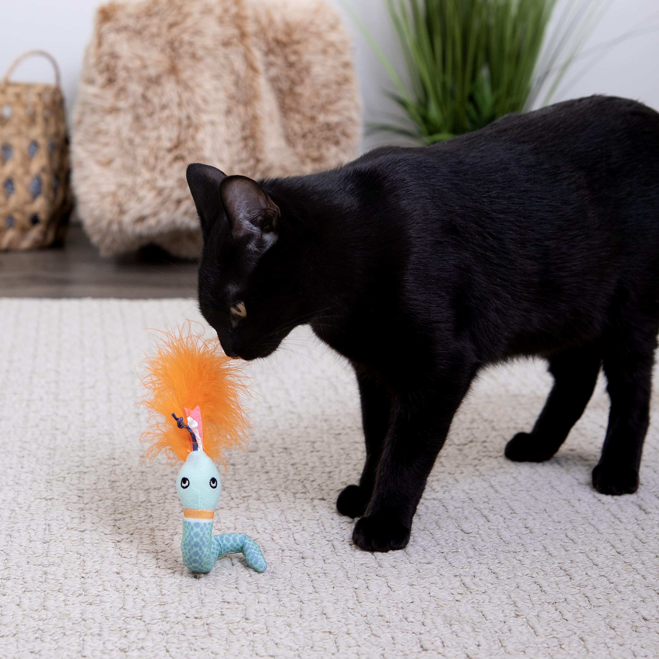 Smartykat Instincts Happynip Tricky Twister Bendable Snake Plush Cat Toy, Contains Catnip & Silvervine - Blue, One Size