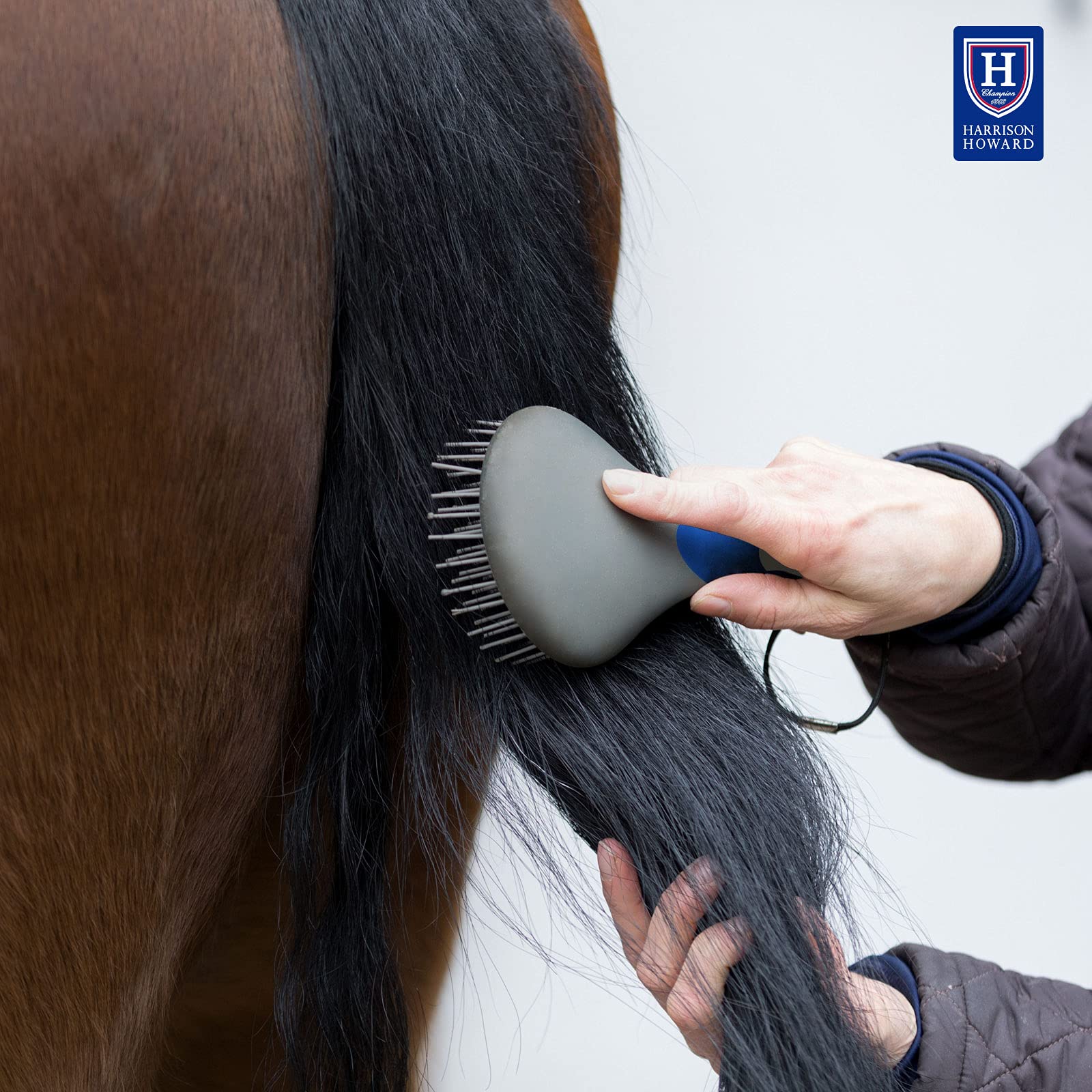 Harrison Howard Shinewell Humanized Design Non-Slip Ultra-Soothing Mane And Tail Brush For Horse