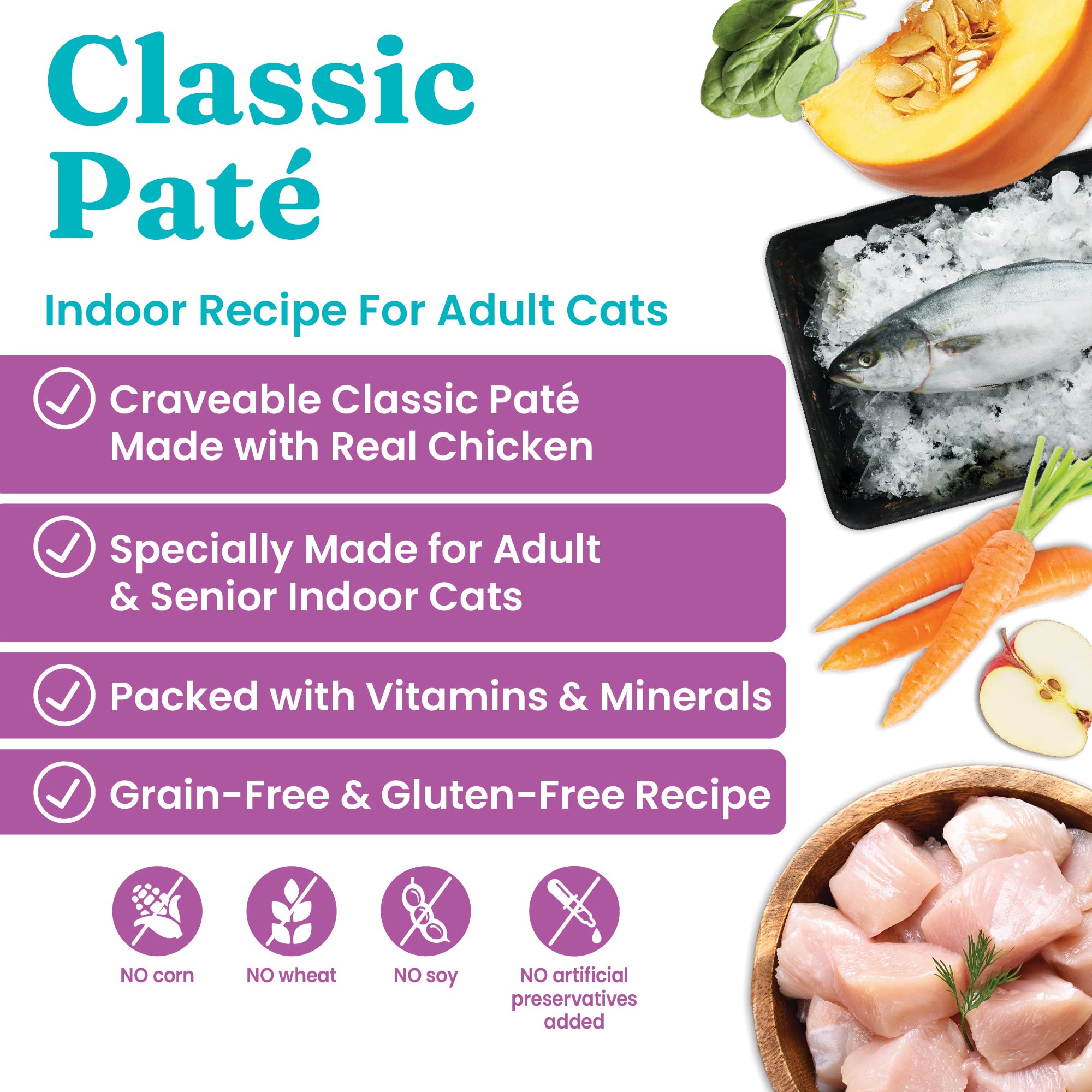 Solid Gold Wet Cat Food Pate - High Protein Grain Free for Adult & Senior Cats - 3oz (24 Count) - Made with Real Chicken