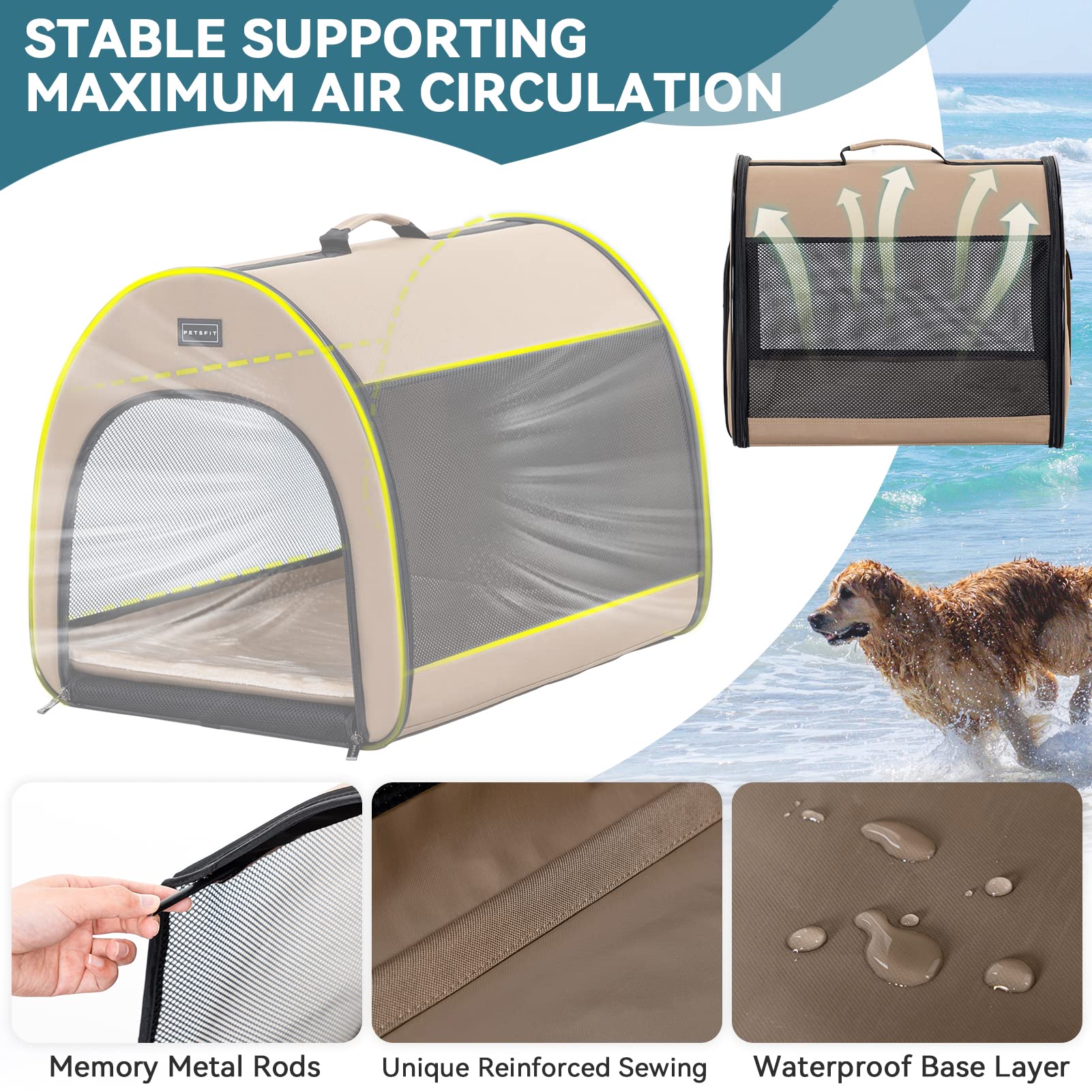 Petsfit Soft Dog Crate, Dog Travel Crate - 26.5 Inch Lightweight, Roomy, Easy To Set Up, Portable Pop Up Dog Carrier With Thick