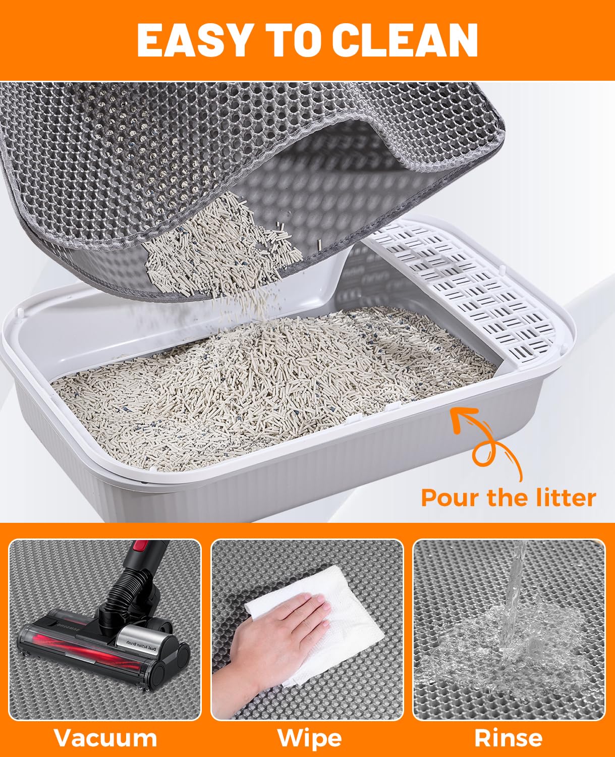 Poicrm Cat Litter Mat - Extra Large Xl 46''X 27'' Cat Litter Mat Litter Trapping Mat.Honeycomb Double Layer Design,Urine And Wat