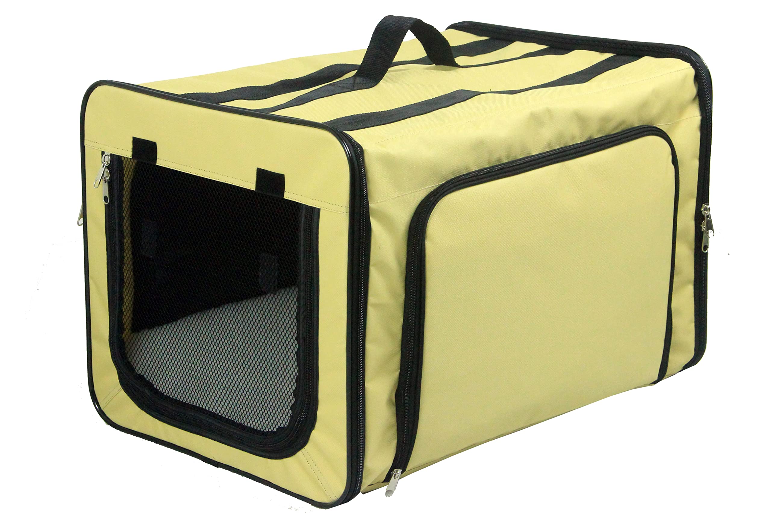 Pet Life Capacious Dual-Expandable Wire Folding Lightweight Collapsible Travel Pet Dog Crate(D0102H7030Y.)