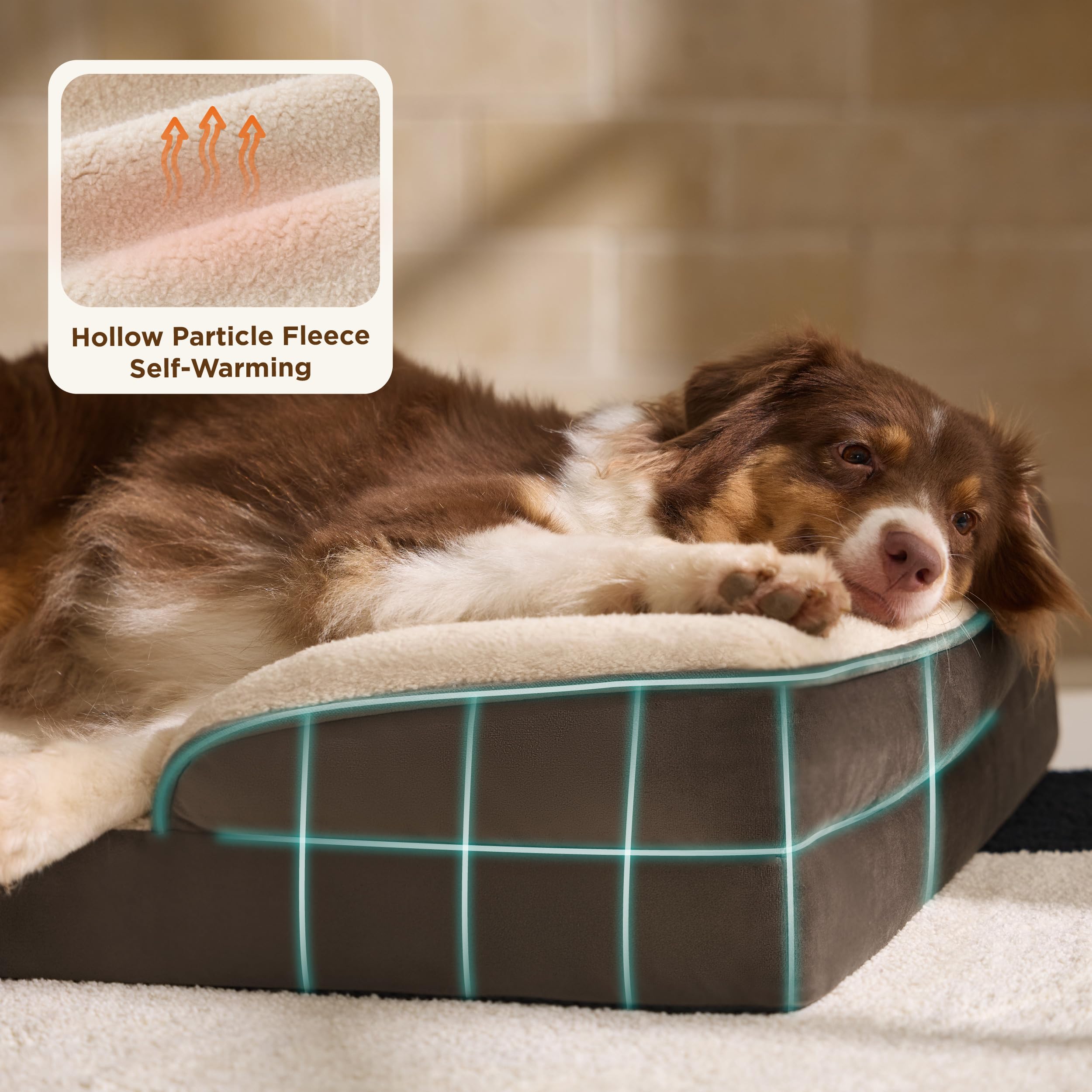 Bedsure Self Warming Orthopedic Dog Beds Large Sized Dog - Washable Large Dogs Bed Waterproof, Big Comfort Dogs Couch Sofa with
