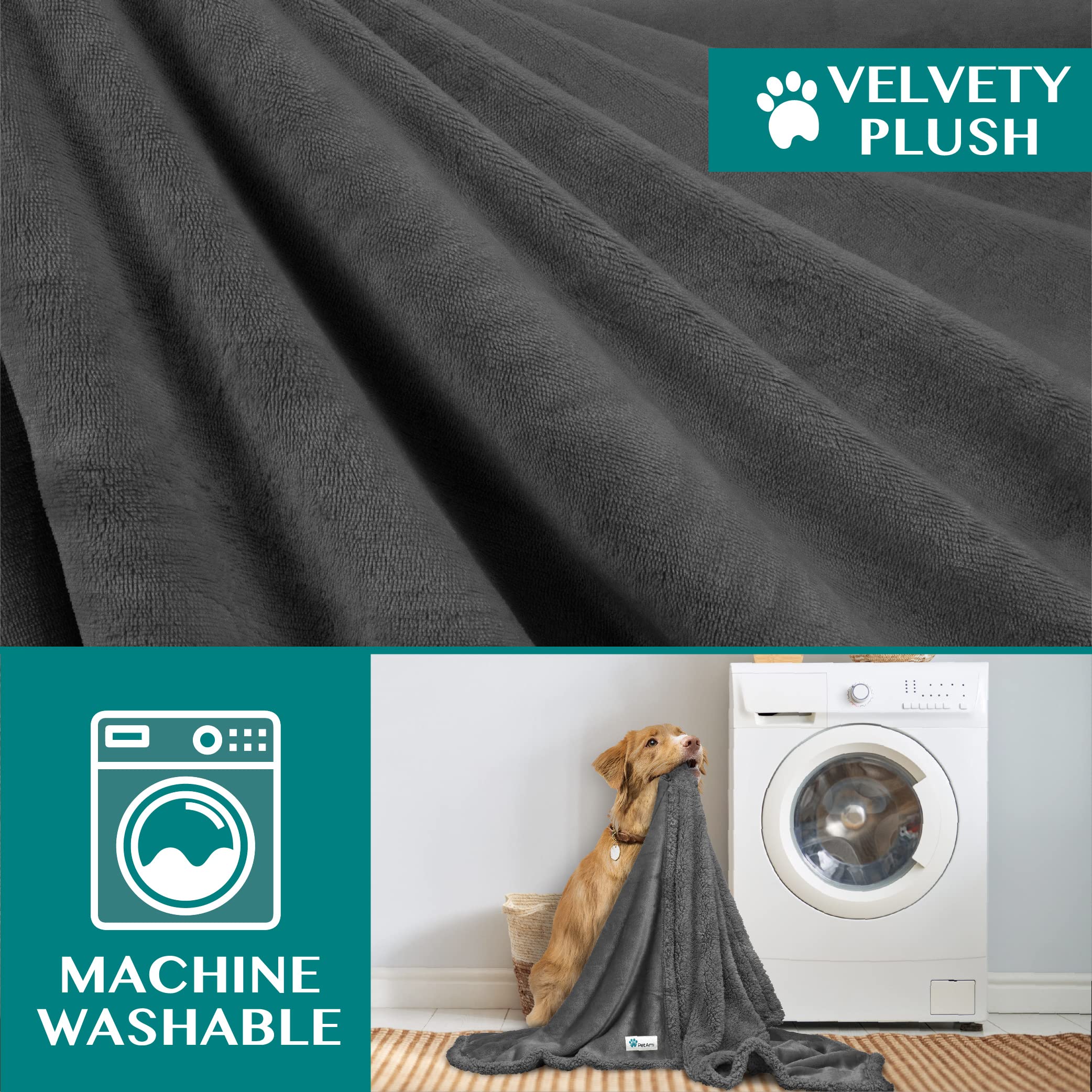 Petami Dog Blanket For Small Medium Dogs, Pet Bed Blanket Cat Puppy Kitten, Fleece Furniture Couch Cover Protector Sofa Car, Soft Sherpa Dog Throw Plush Reversible Washable, Mini 29X40 Solid Dark Gray