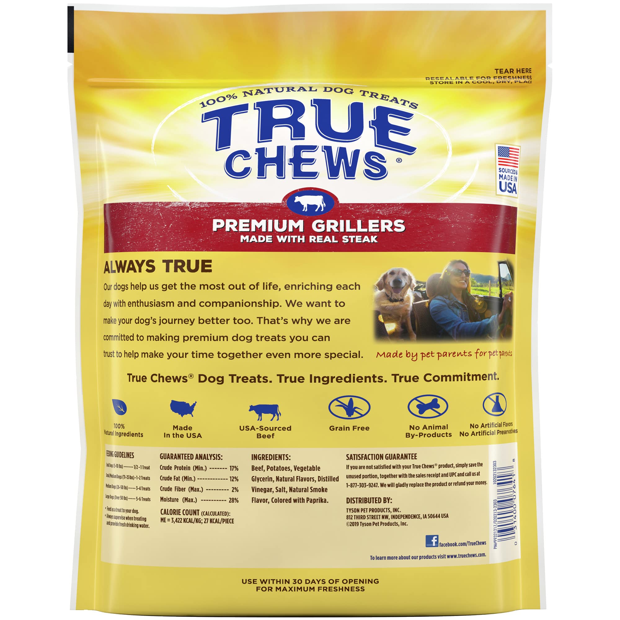 Blue Buffalo True Chews Premium Grillers Natural Dog Treats, Steak 10 oz bag