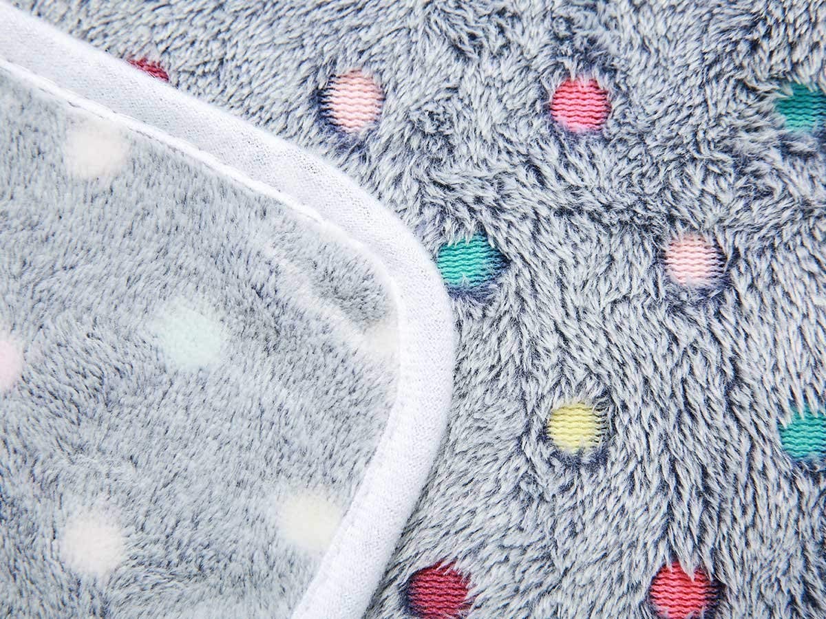 1 Pack 3 Blankets Super Soft Cute Dot Pattern Pet Blanket Flannel Throw For Dog Puppy Cat Blue/Purple/Grey Medium