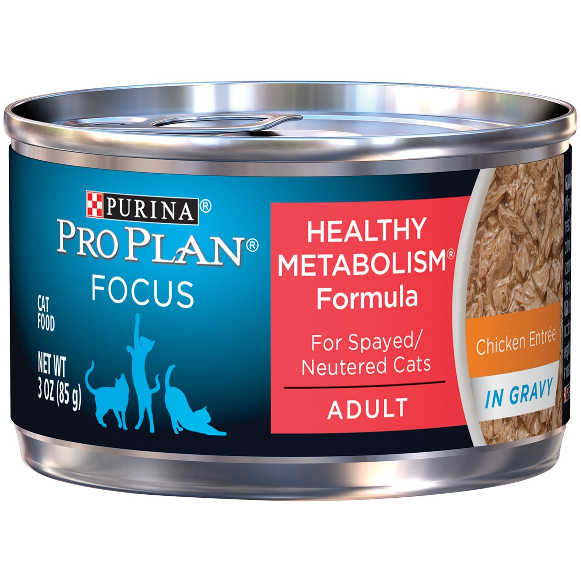Purina Pro Plan High Protein Gravy Wet Cat Food, SPECIALIZED Healthy Metabolism Formula Chicken Entree - (Pack of 24) 3 oz. Pull