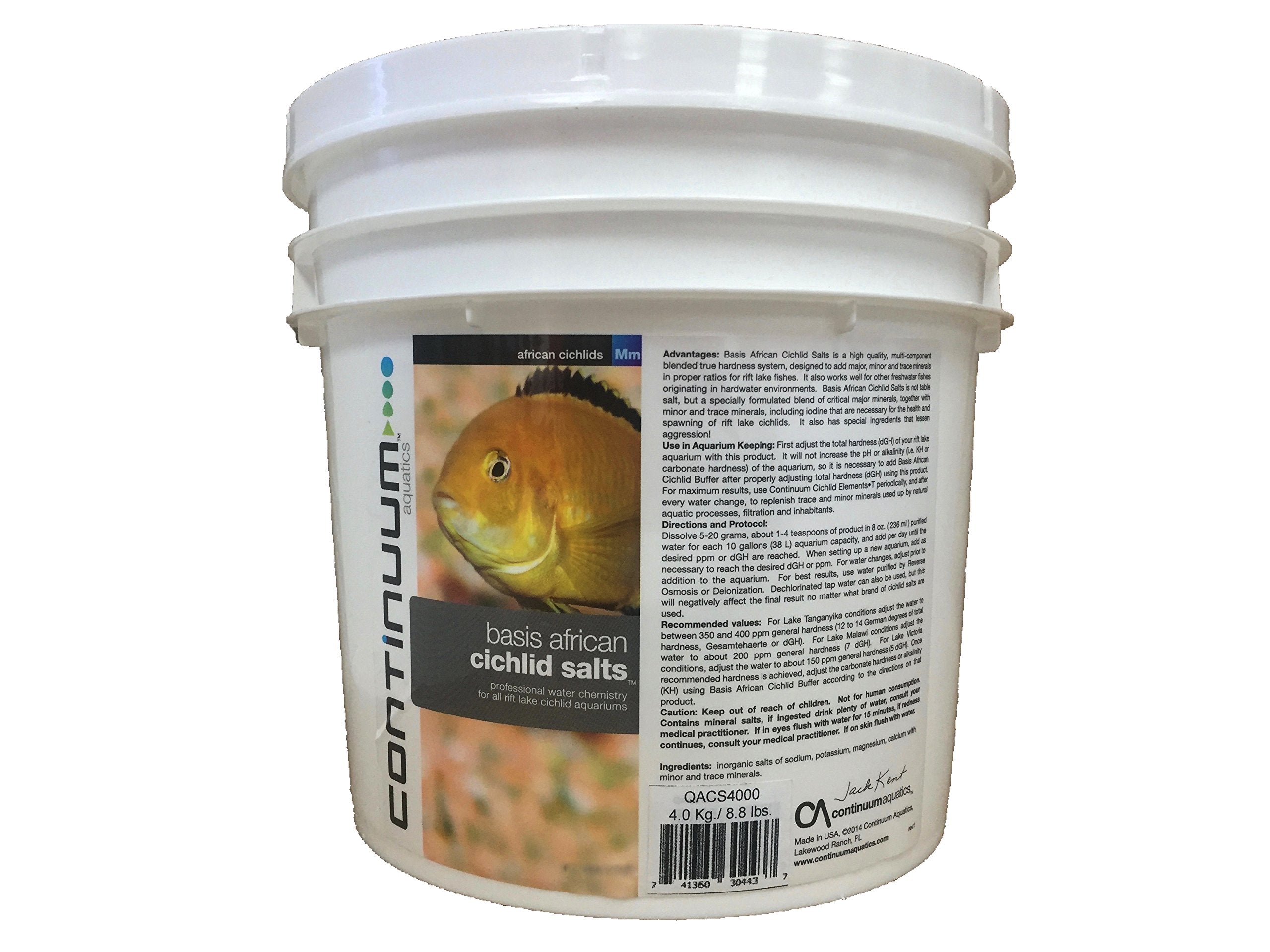 Continuum Aquatics Basis African Cichlid Salts Professional Water Chemistry for Rift Lake Aquariums, 4000g