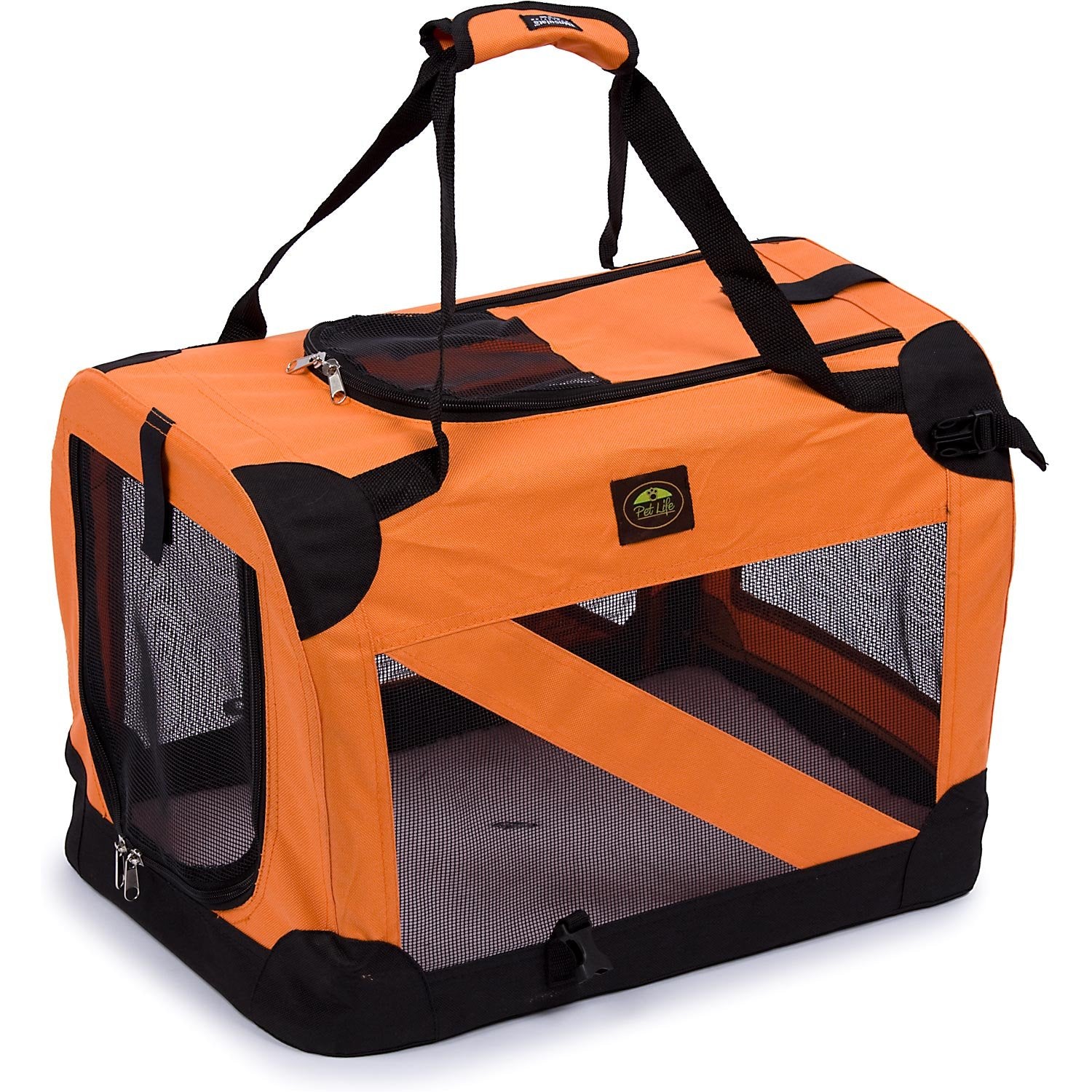 Pet Life Orange Vista View Collapsible Carrier Xl
