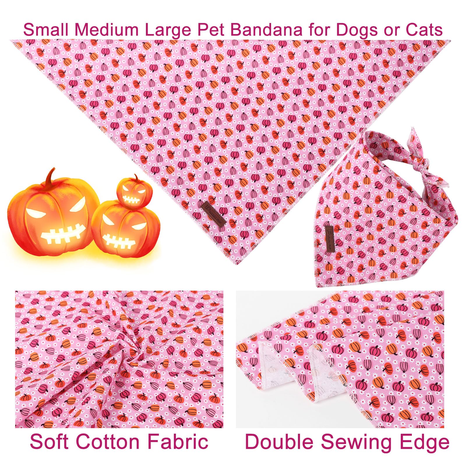 Halloween Pumpkin Dog Bandana, Halloween Triangle Bid Scarf With Pumpkin Pattern, Cotton Pet Kerchief For Girl Boy Dogs Or Cats,