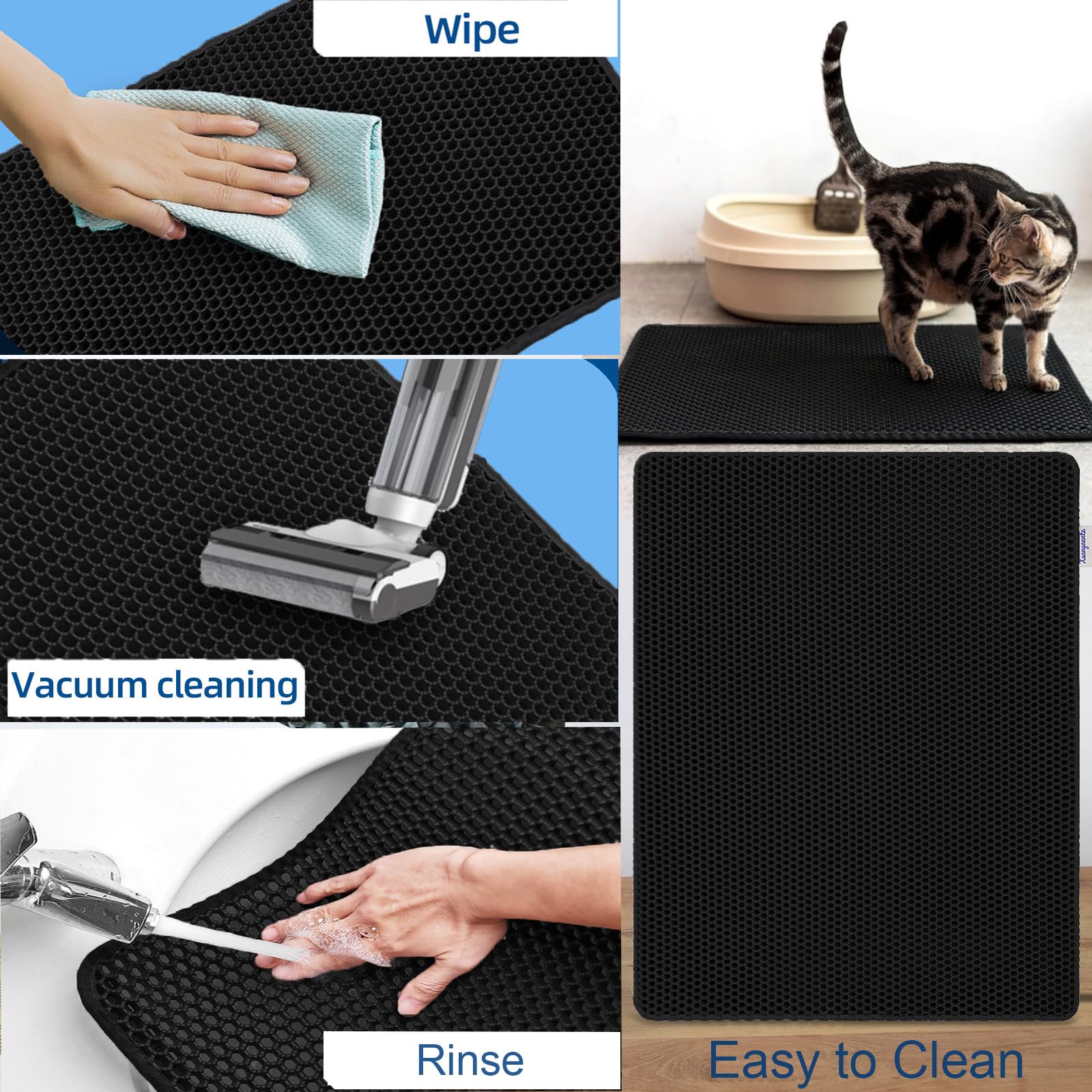 Cat Litter Mat Double Layer Litter Trapping Mat Kitty Litter Box Mat 23.4X14.7 Inch Water Proof Cat Litter Catching Mat