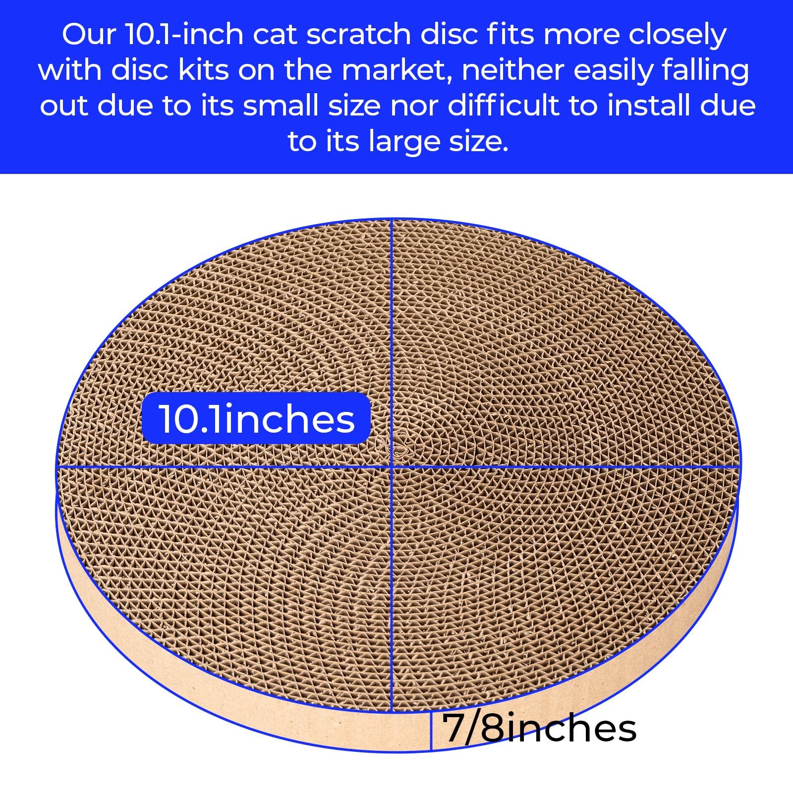 Round Cat Scratcher Refill - 10 Inch Diameter, 7/8 Inch Thickness - Scratching Board Replacement Pads For Indoor Cats (1Pcs)