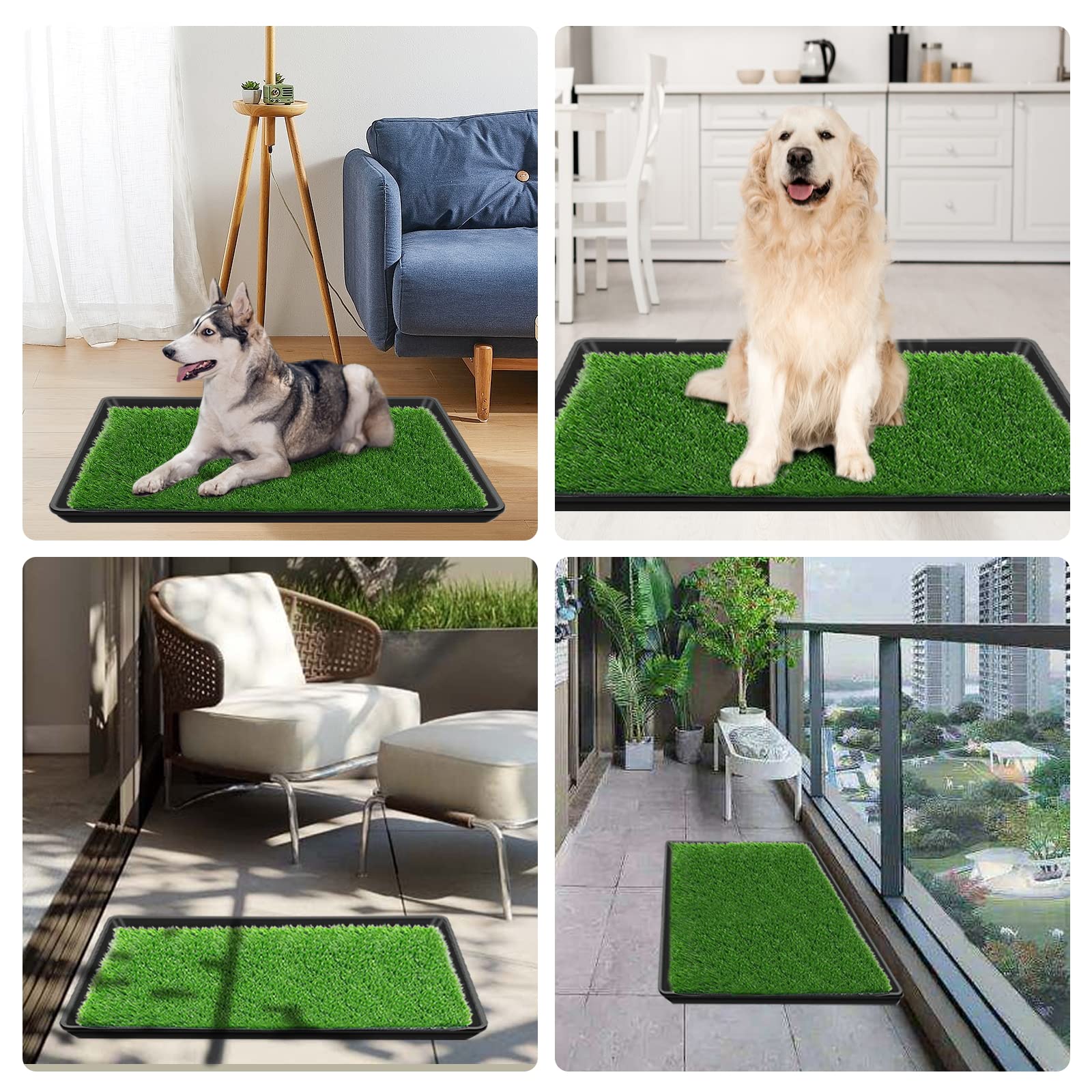 Embellbatt 35.4 X 23.6In Dog Grass Pad With Tray Pet Potty Fake Grass Training Mat Artificial Grass For Dogs With Tray On Indoor And Outdoor