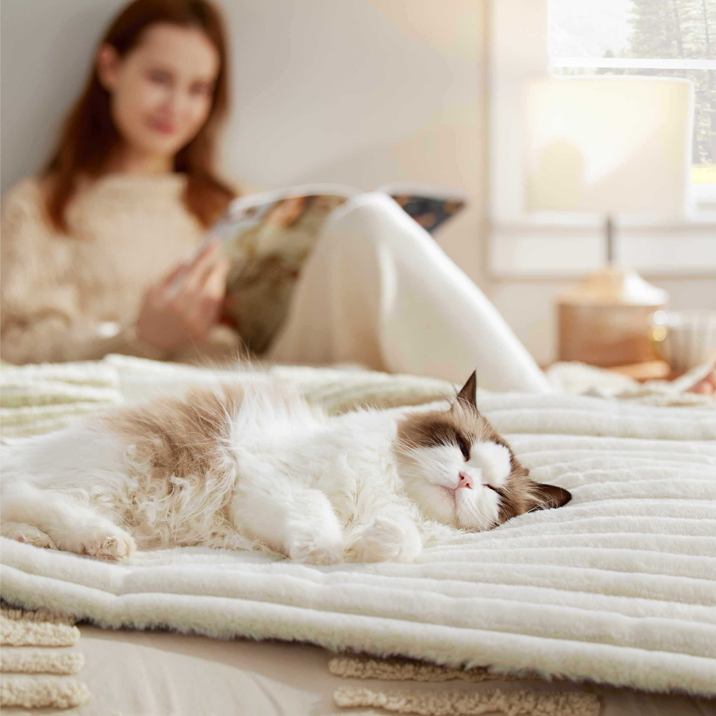 Bedsure Self Warming Cat Bed, Small Self Heating Dog Crate Pad, Thermal Extra Warm Puppy Mat Indoor,Non-Slip & Washable, Not Ele