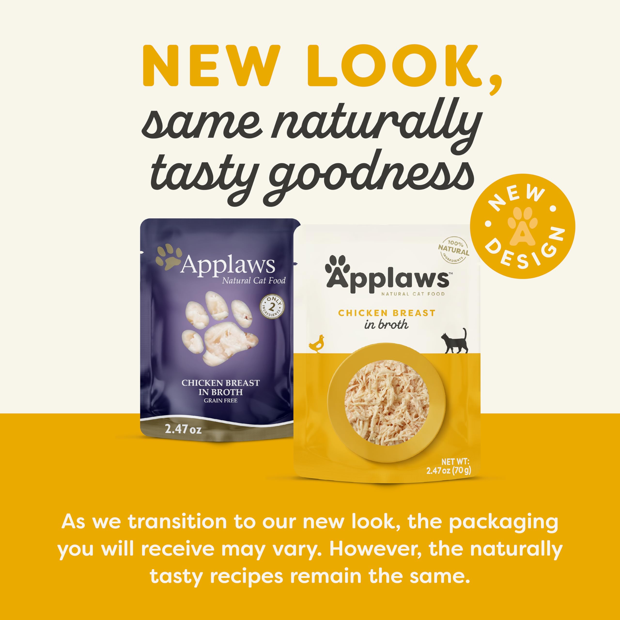 Applaws Natural Wet Cat Food, 12 Count, Limited Ingredient Wet Cat Food Pouches, Chicken Breast in Broth, 2.47oz Pouches