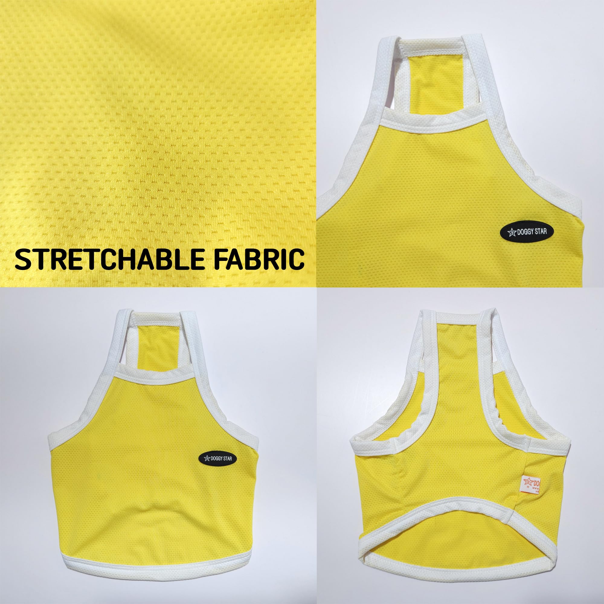 D Doggy Star Dachshund Clothes Spring Summer Cooling String T Shirt Crop Top For Dogs (M,Camisole Yellow)