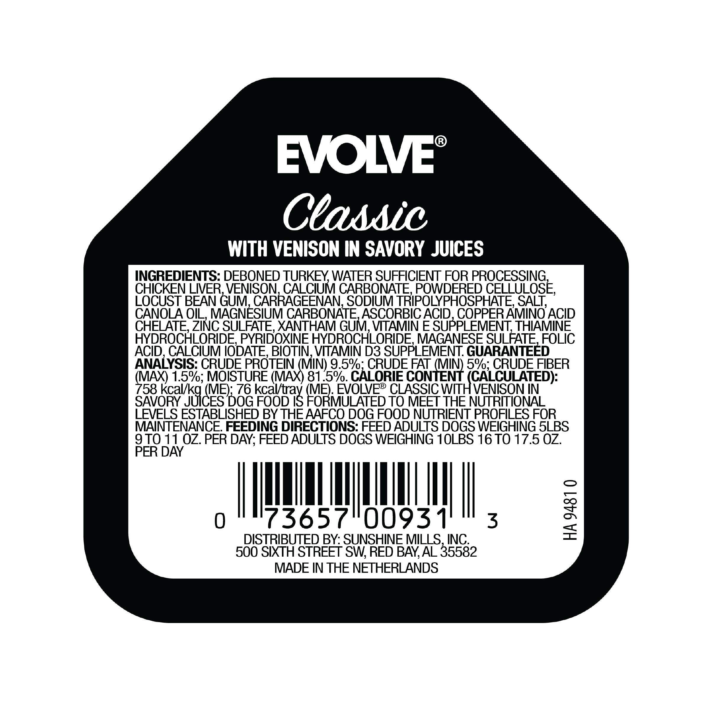 Evolve Classic Crafted Meals Venison Recipe Dog Food, 3.5 Ounce (Pack of 15)
