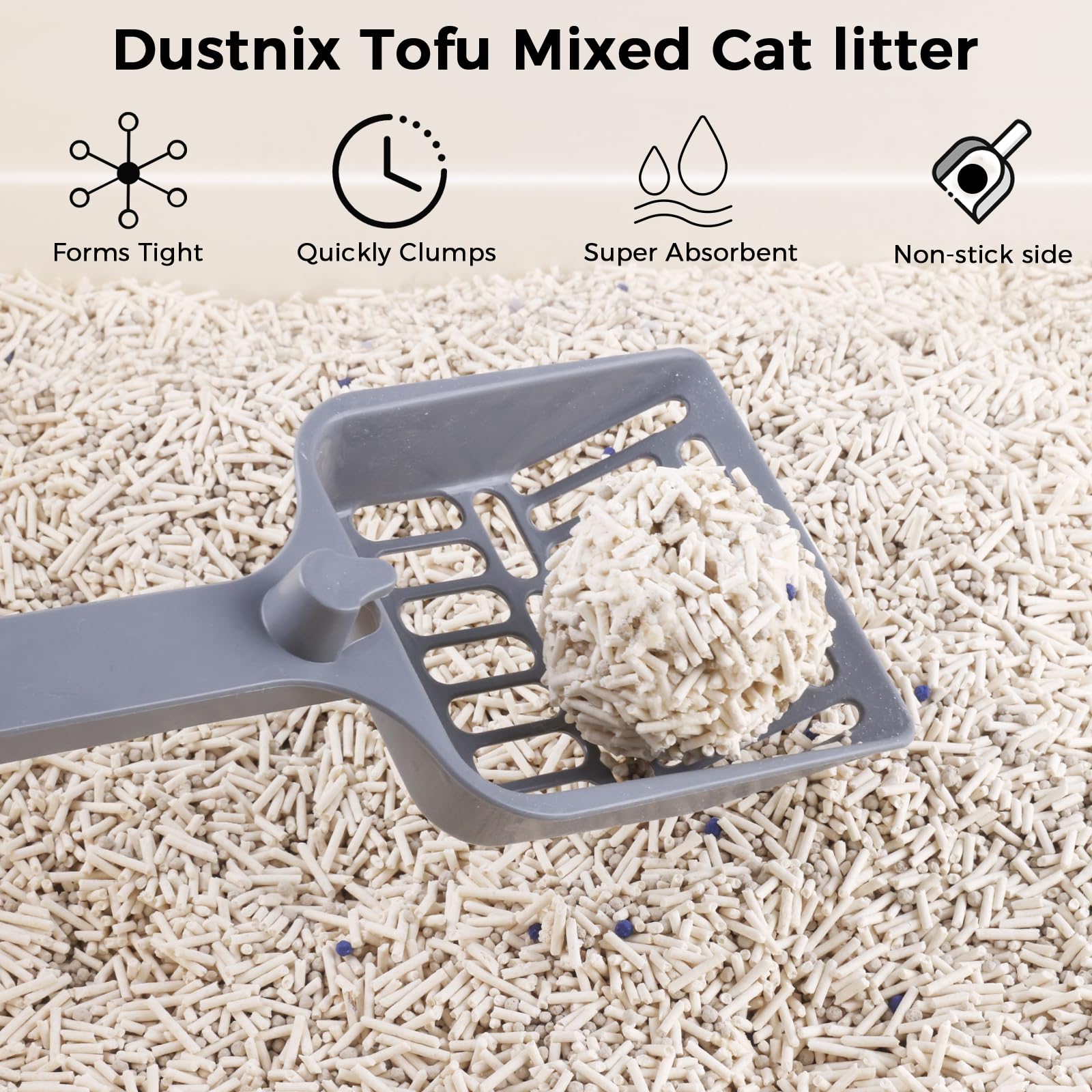 Dustnix Mixed Cat Litter Fast Clumping,Ultra Absorbent,Natural Ingredients Litter,Water Dissolvable,Dust-Free,Low Tracking Bento